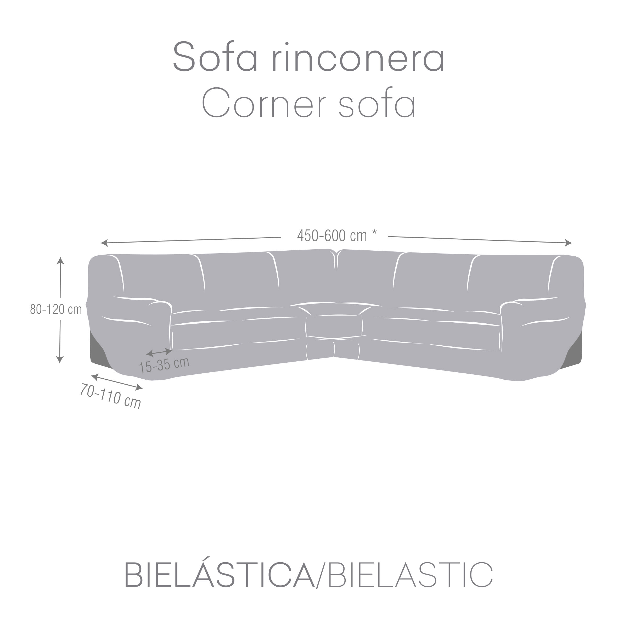 Copridivano angolare 3+2 elastico grigio chiaro 600 cm EYSA