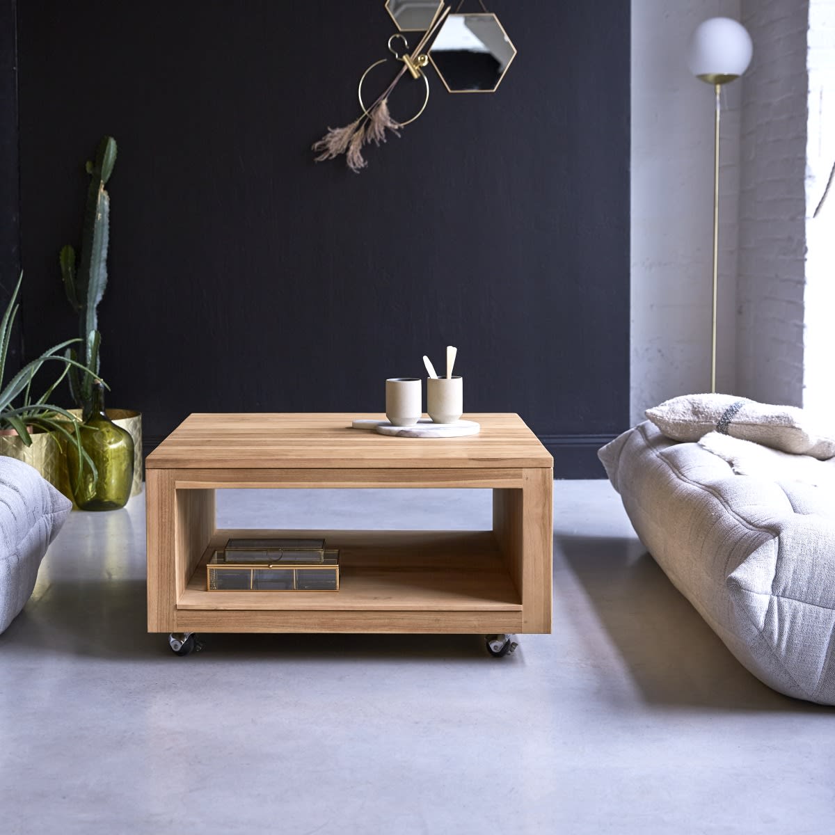 Comodino quadrato in teak 30 cm - Arredamento per la camera da letto -  Tikamoon