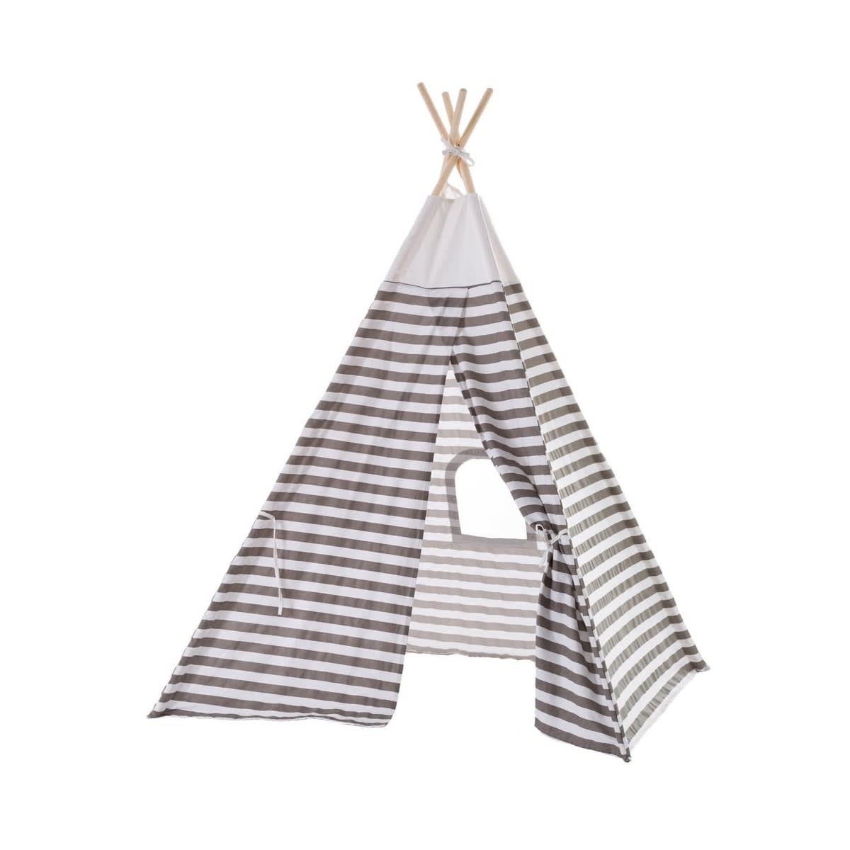 Tipi Tente de Jeu avec Balles Maison de Jeu pour Enfants, Grises Et  Blanches Rayures: Blanc/ Gris/ Rose Poudré