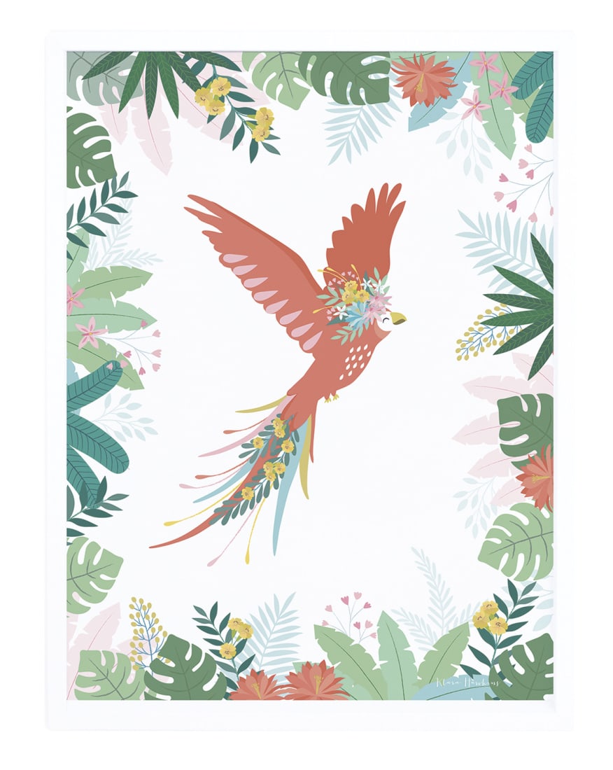 Quadro stampa con cornice pappagallo 30 x 40 cm