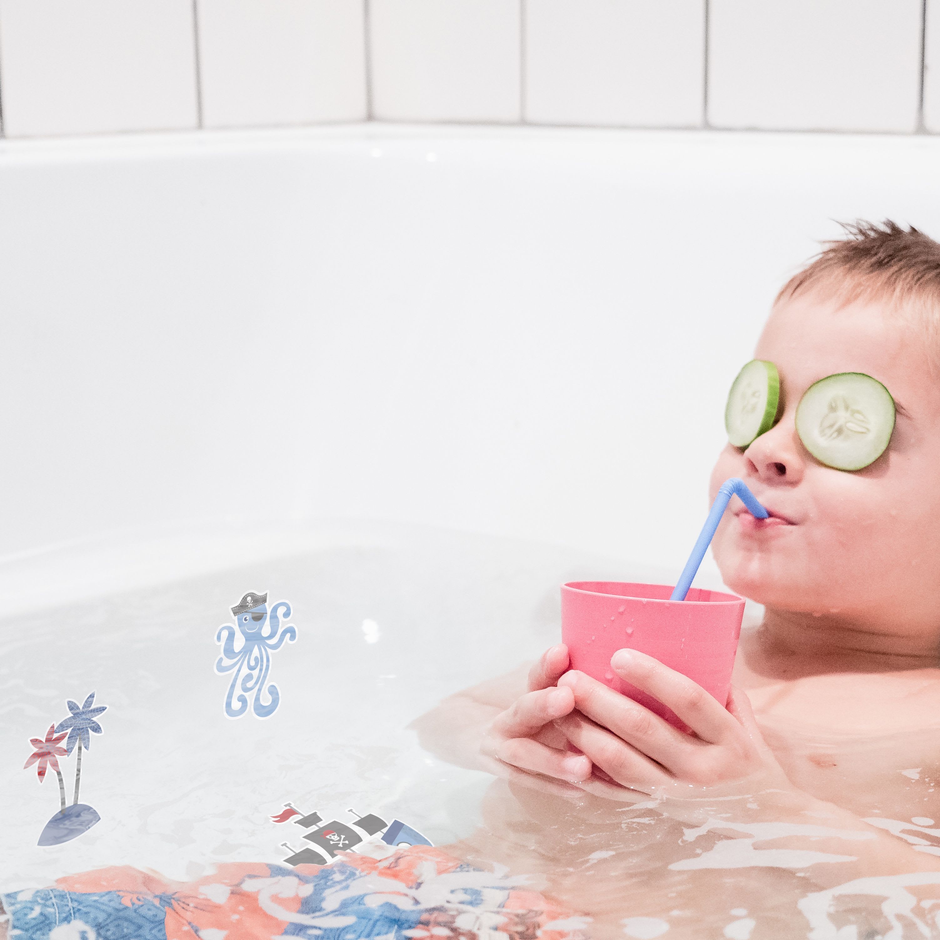 Tappetino Antiscivolo Per Vasca Bambini - 86x39cm, Design Oceano Blu Divertente E Sicuro - Foto 8