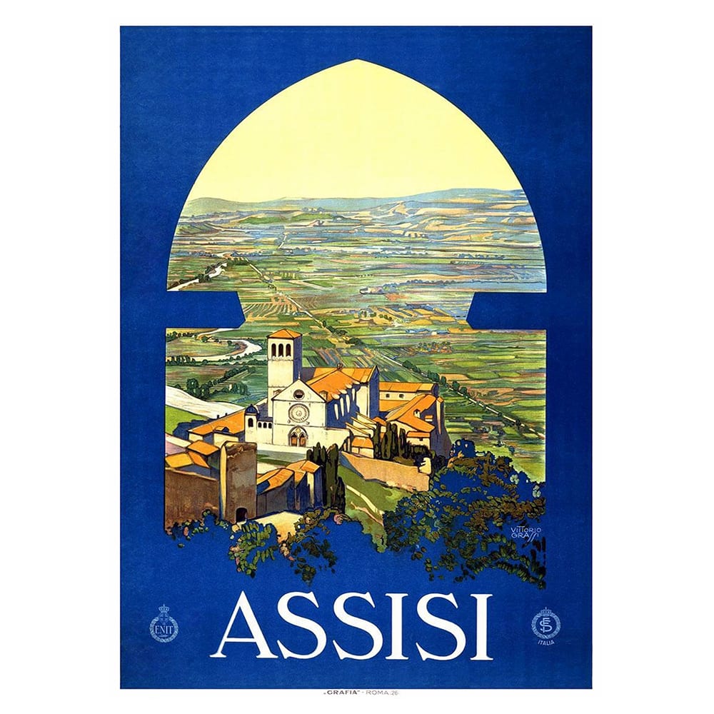 Poster turistico Assisi - Quadro su tela, Decorazione Parete cm. 50x70