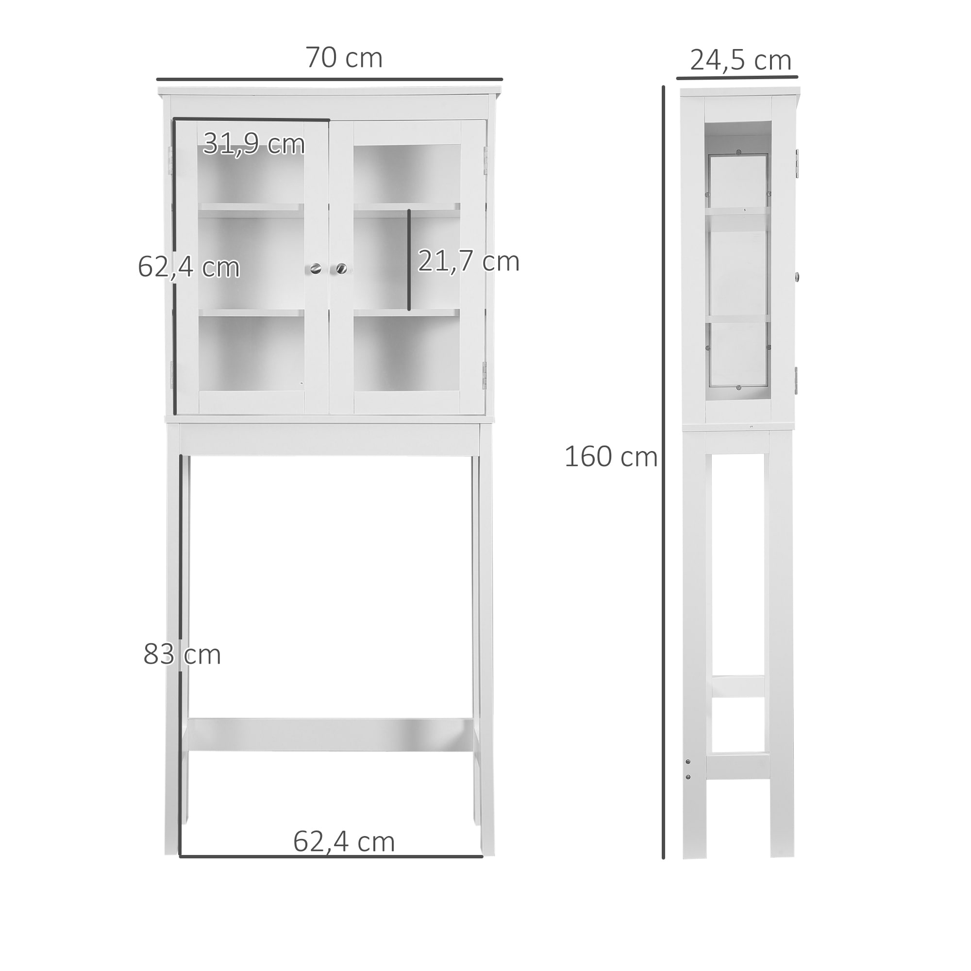 Mueble baño sobre inodoro 70 x 24.5 x 160 cm color blanco