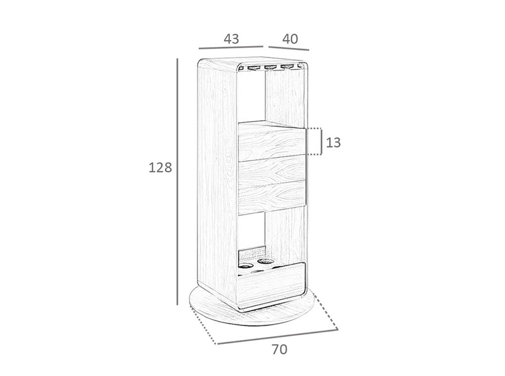Mueble Bar giratorio en madera chapa de nogal MAMBO