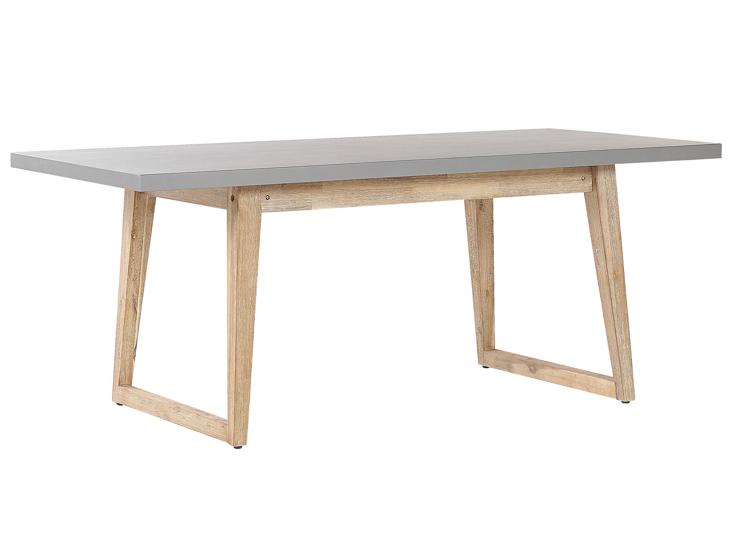 Table de jardin en fibre-ciment blanc et bois 200 x 100 cm OLBIA