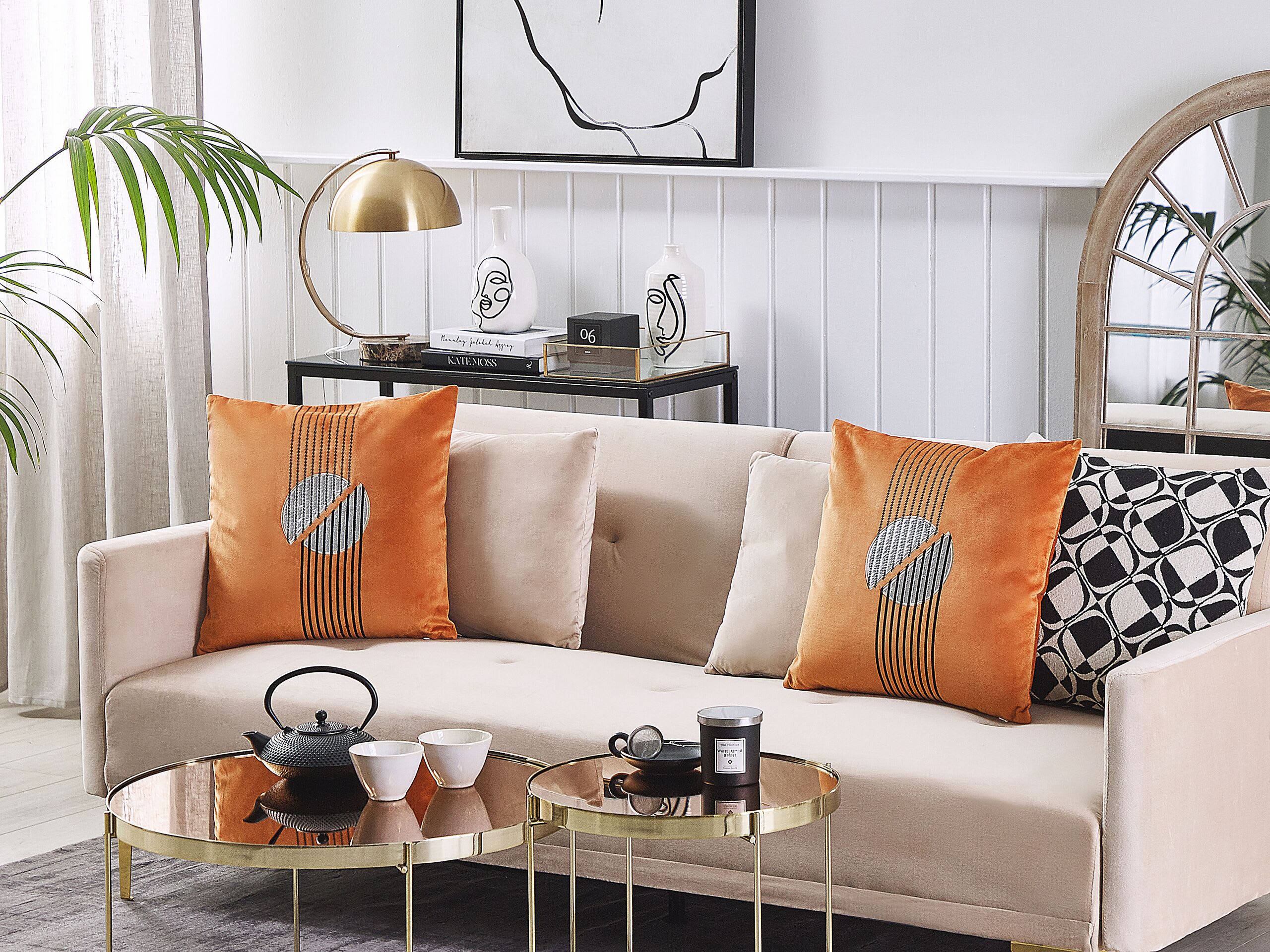 Set di 2 cuscini decorativi 45 x 45 cm in velluto arancione Ceropegia
