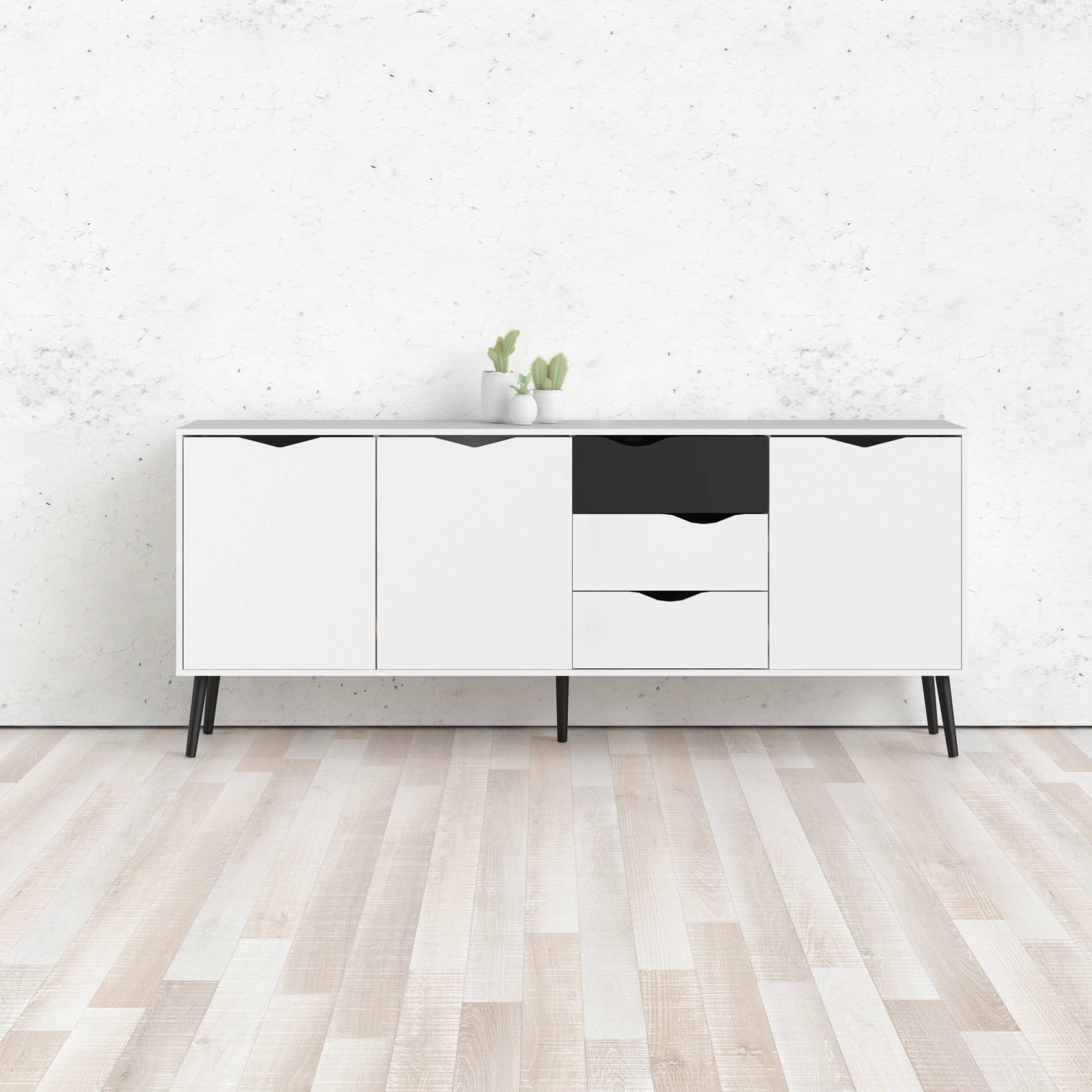 Madia 138 cm con tre ante in legno bianco opaco - Falesia