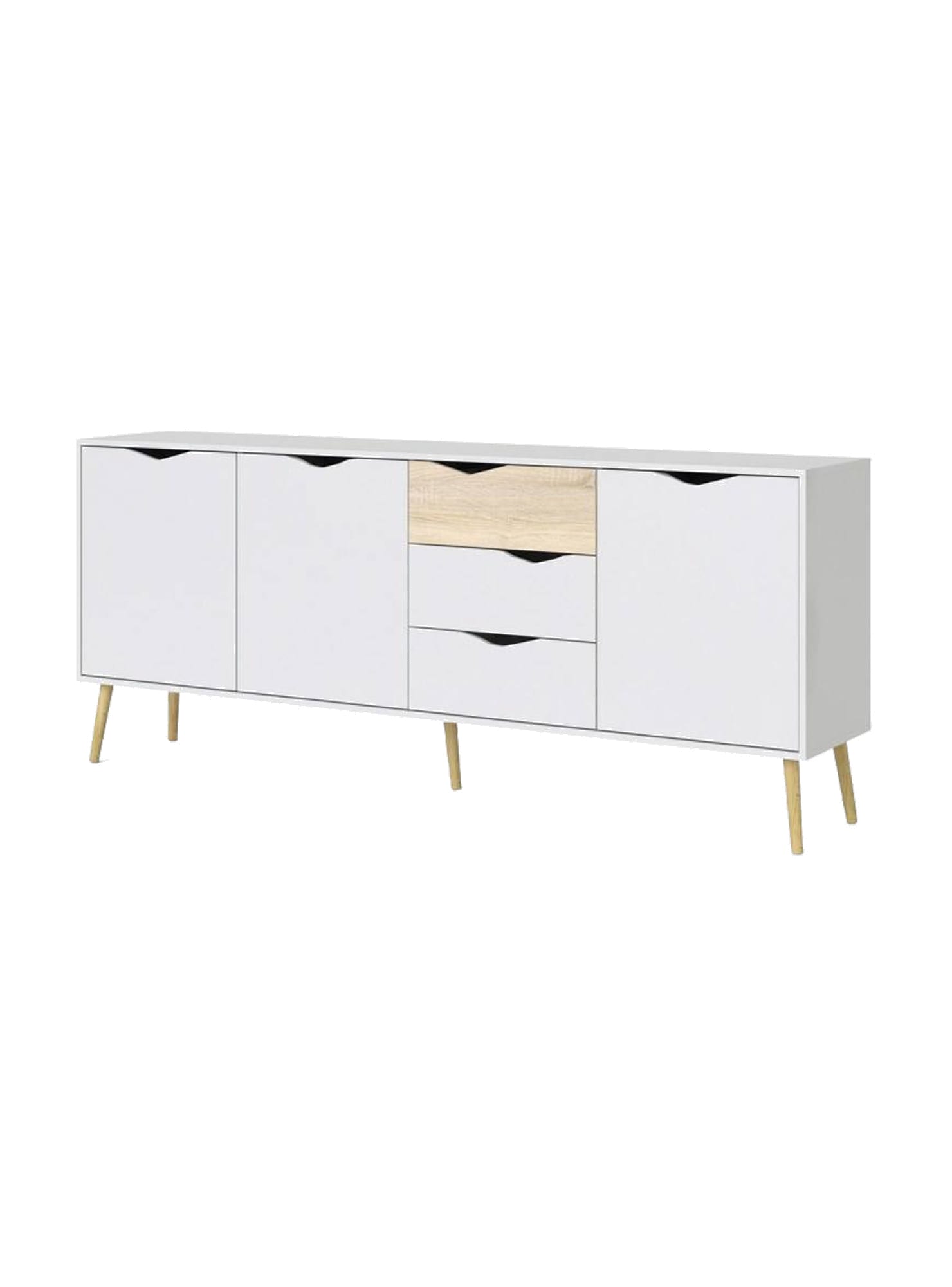 Madia 138 cm con tre ante in legno bianco opaco - Falesia