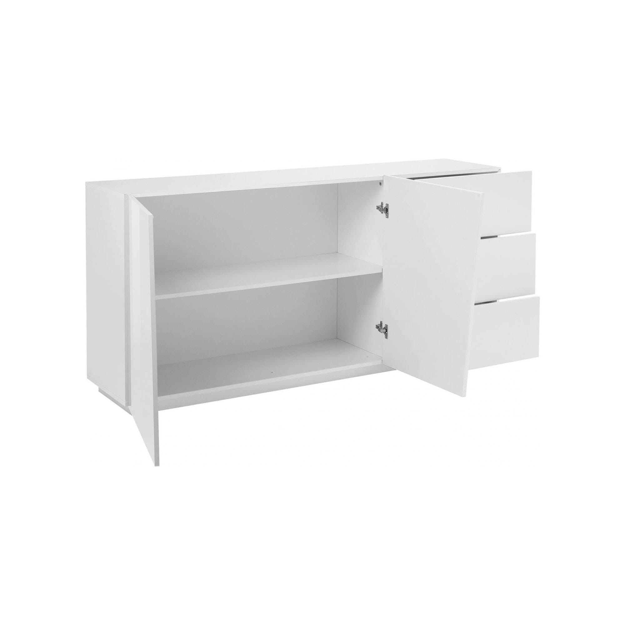 VS Venta-stock Credenza Bassa Javea 2 cassetti, 2 Porte e 1 ripiano, Color  Bianco e Legno, 136,5 cm (Larghezza) 40 cm (profonditá) 67,5 cm (Altezza) :  : Casa e cucina