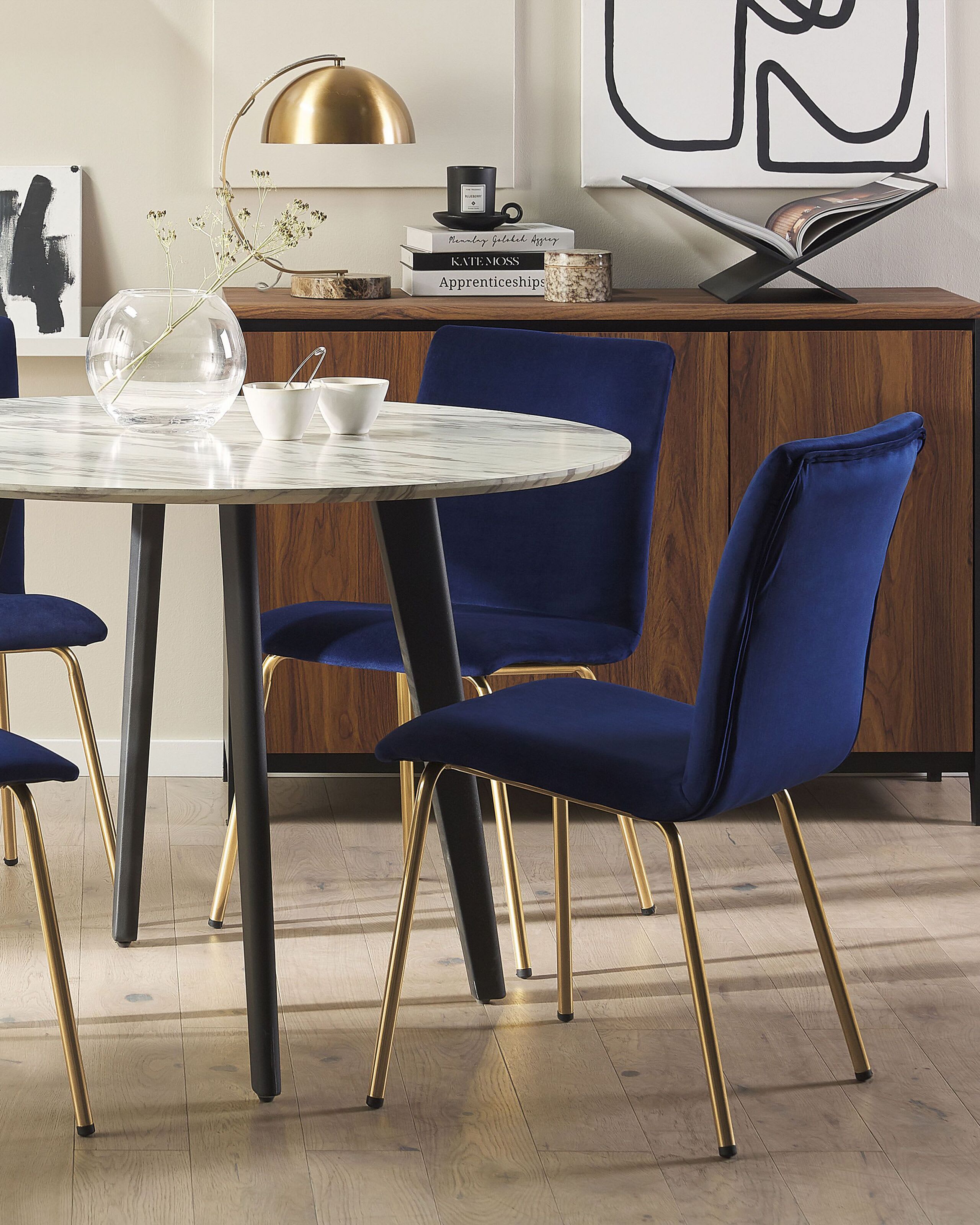 Set di 2 sedie da pranzo in velluto blu navy Rubio