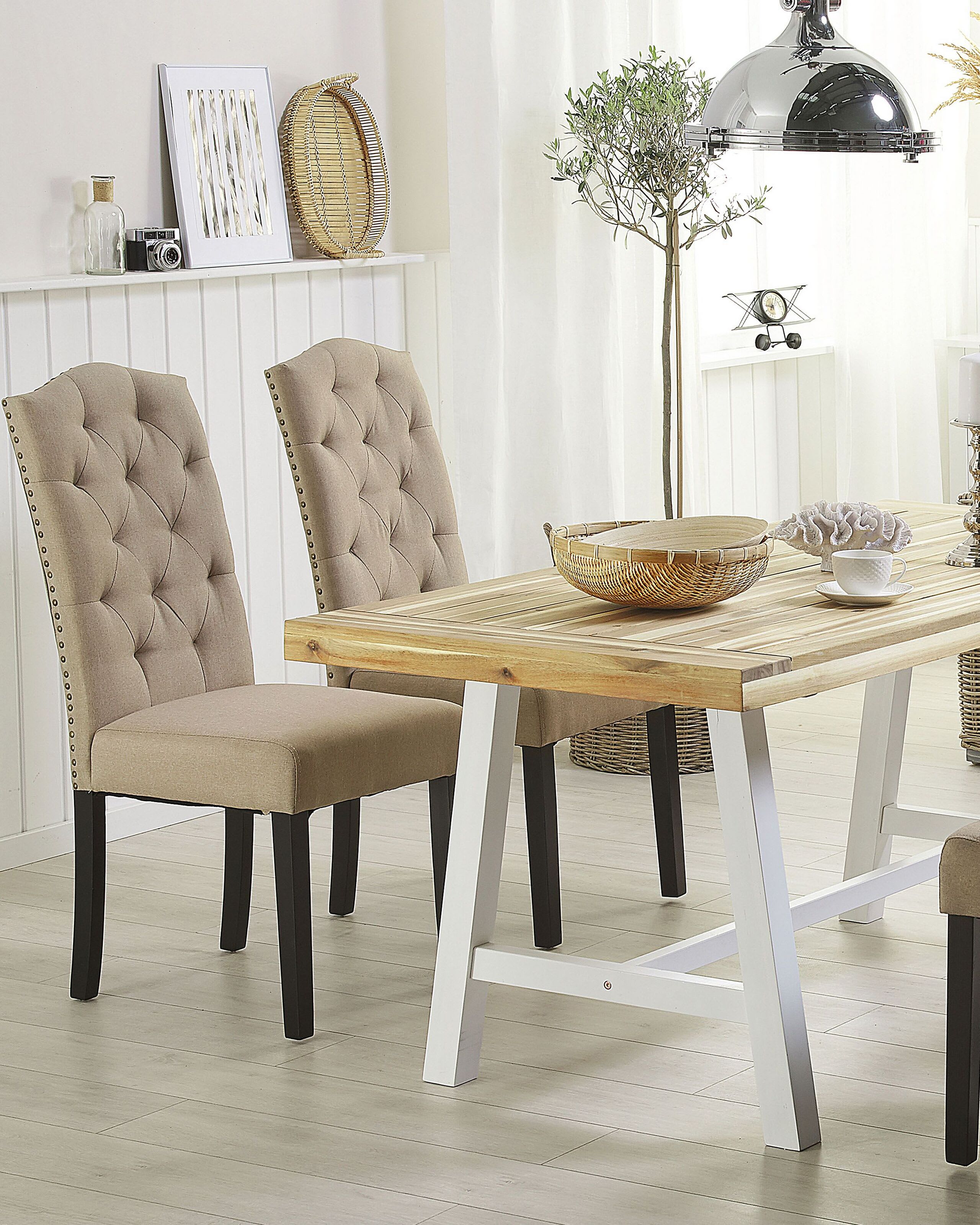 Set di 2 sedie da pranzo tessuto beige chiaro EVERLY