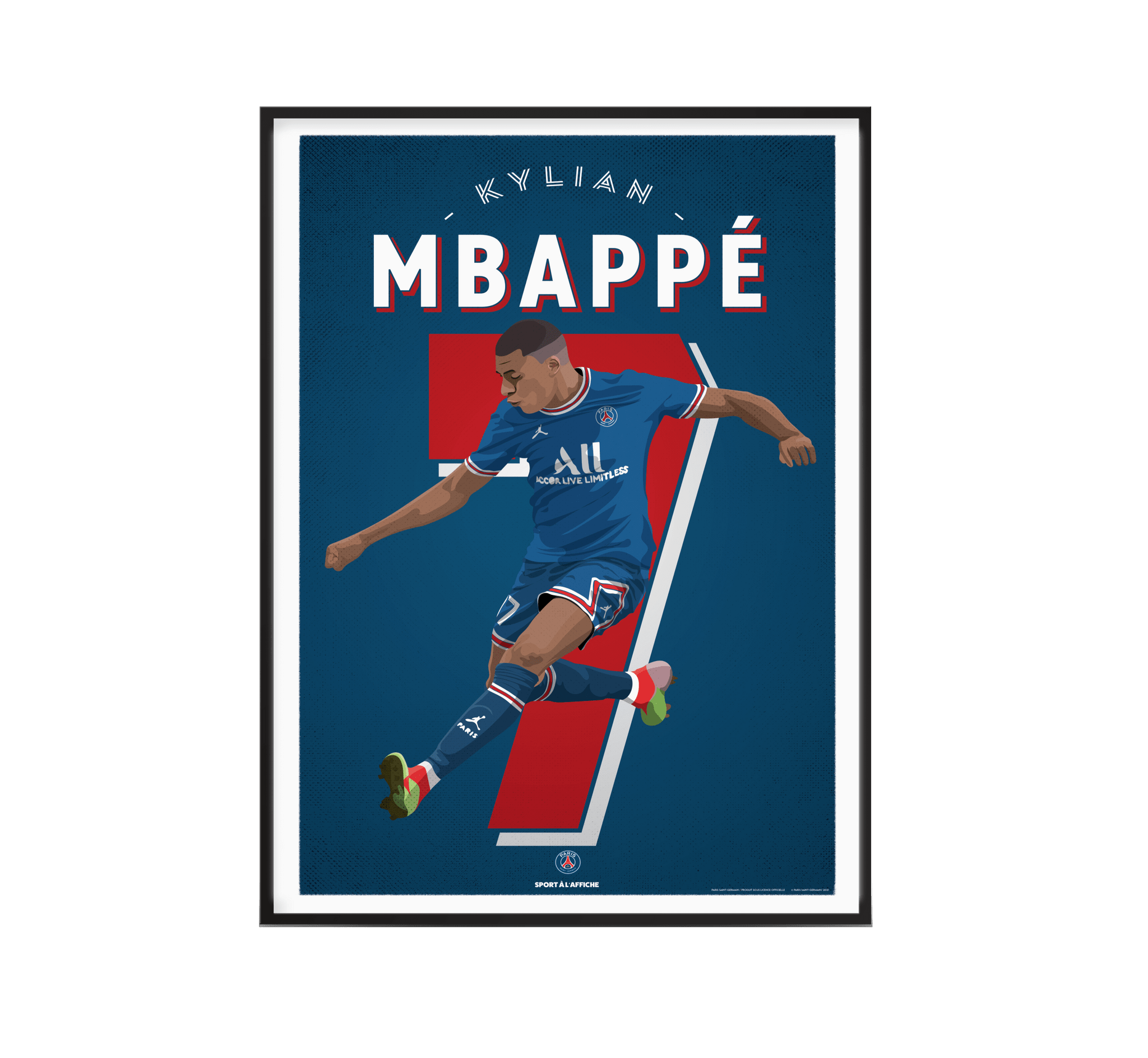 Affiche Football PSG - Illustration Kylian Mbappé 30 x 40 cm PSG