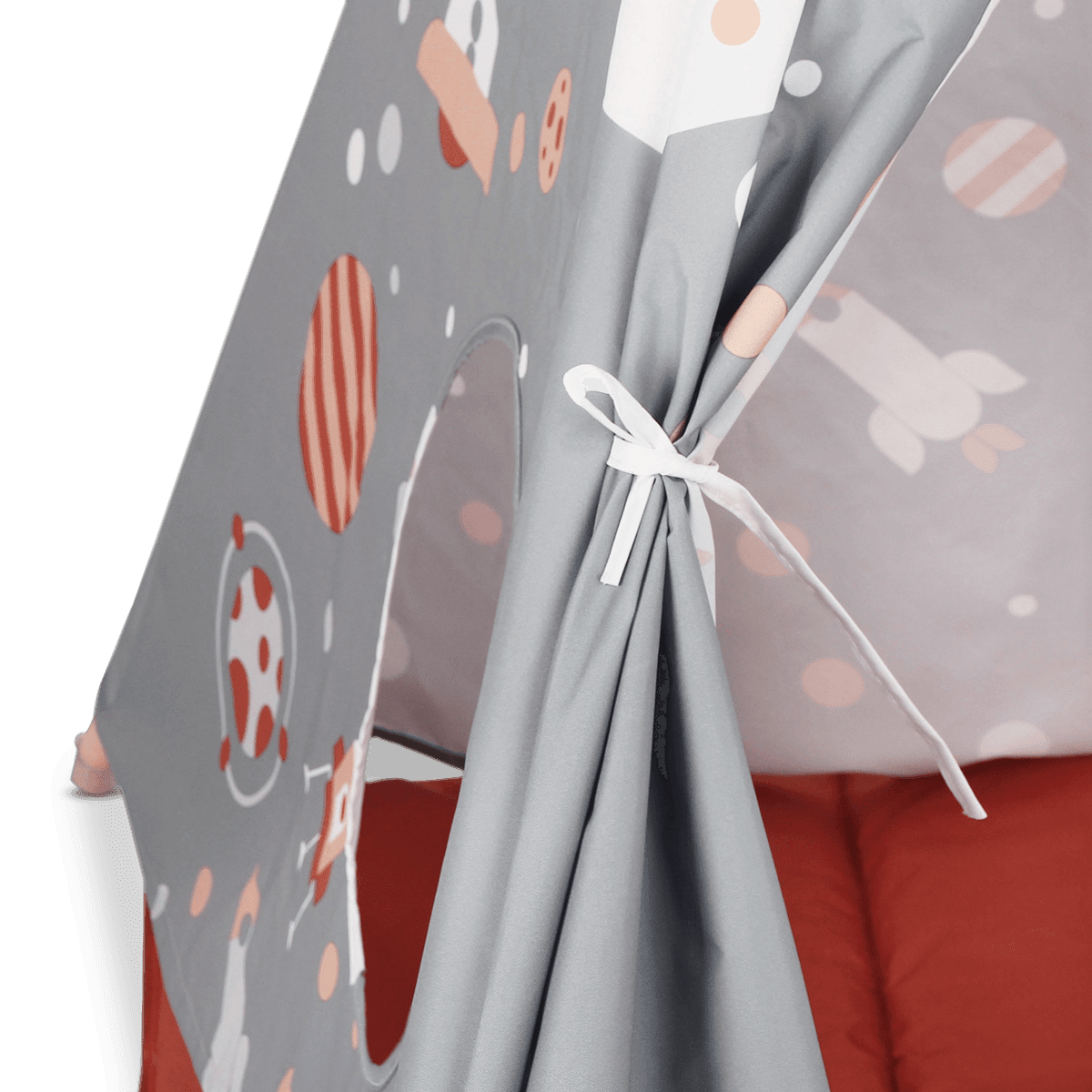 Tenda teepee per bambini in legno e poliestere impermeabile grigio