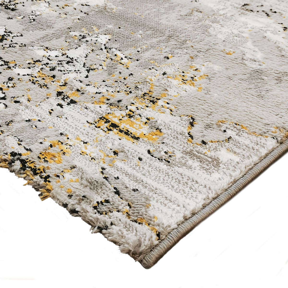 payé Tappeto rotondo – grigio oro – 120 x 120 cm – Bordatura effetto marmo,  moderno motivo vintage boho, tappeto per soggiorno, camera da letto