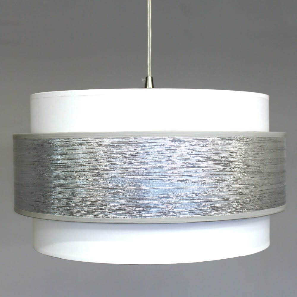 Lampada a sospensione argento con paralume in triplo lino Ø 40 cm MENIDA