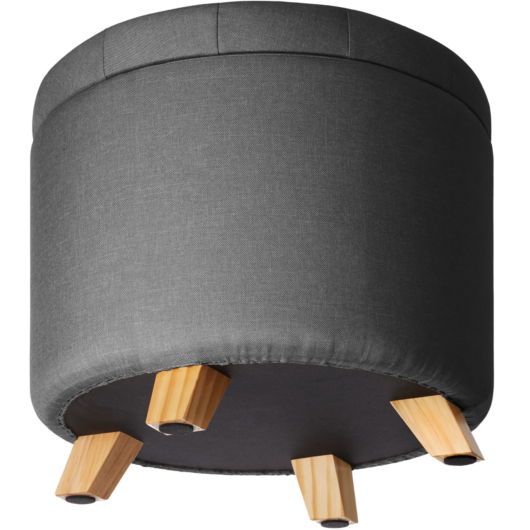 Pouf contenitore imbottito effetto lino grigio scuro 33L