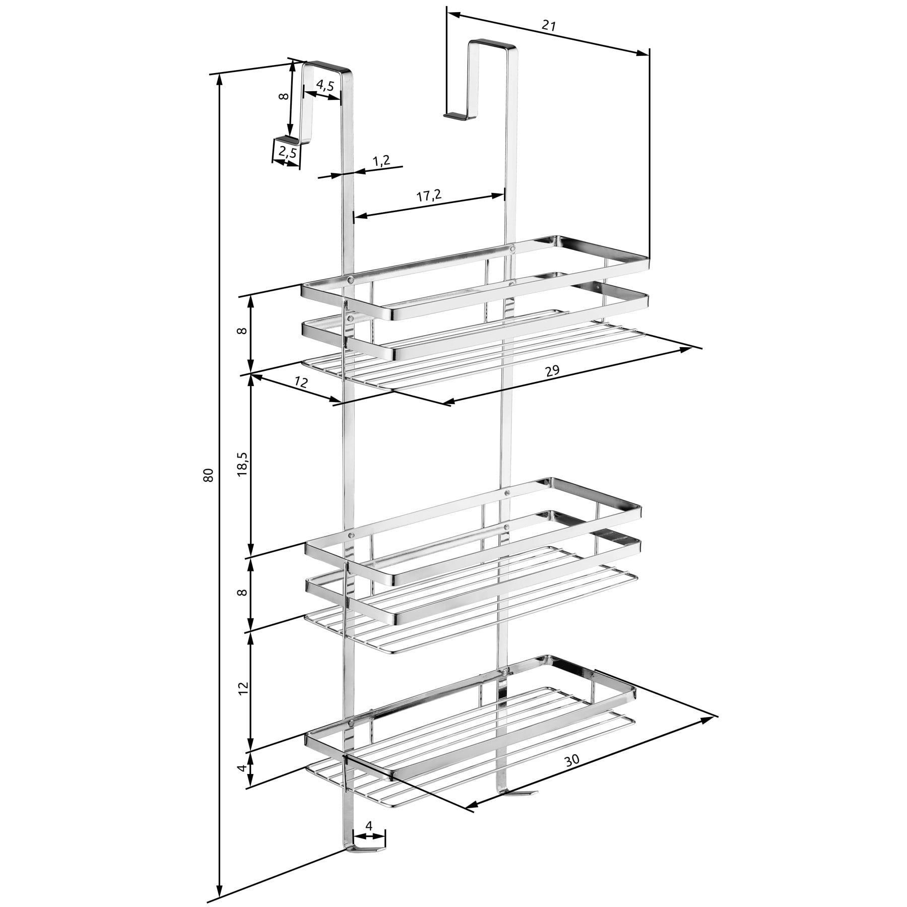 Tectake Scaffaletto per la doccia in acciaio inox da appendere