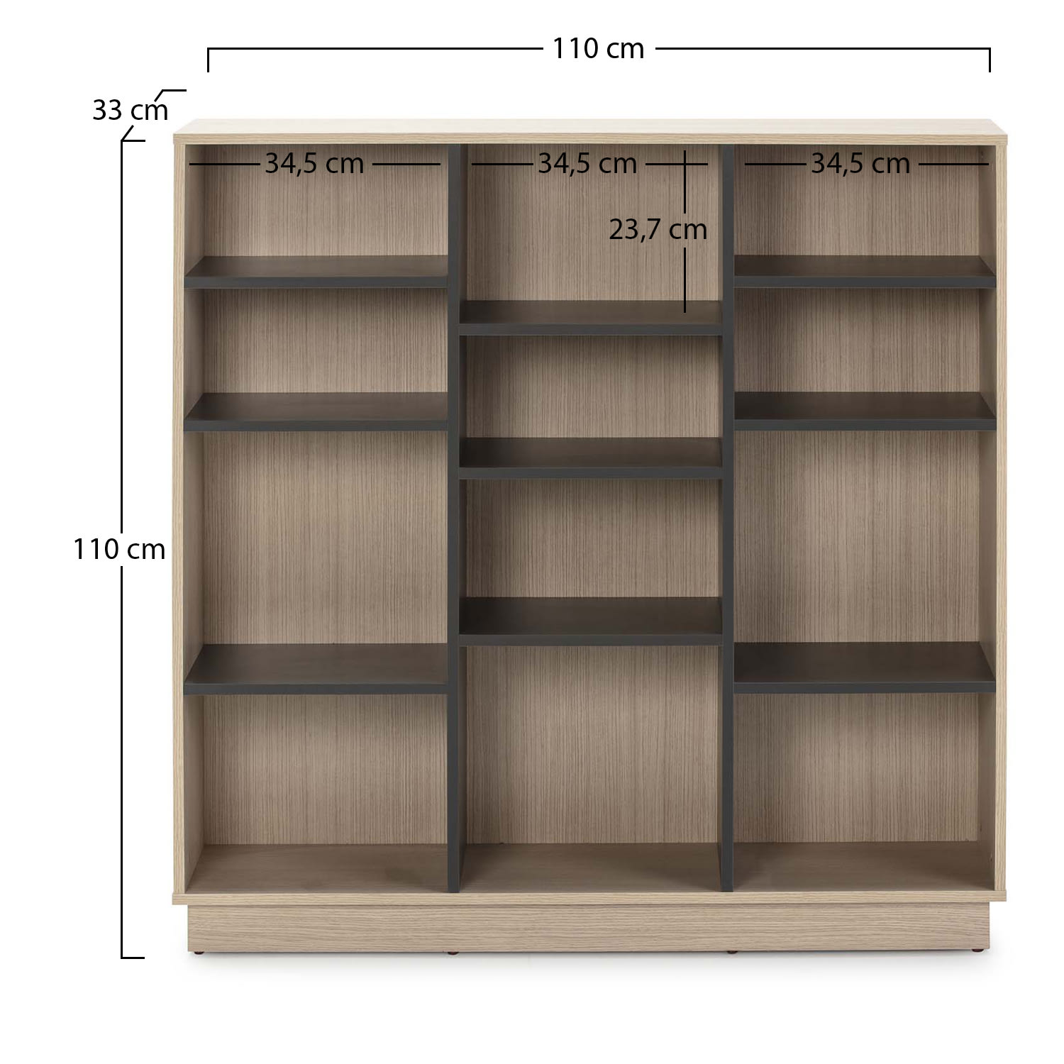 Bibliotheque avec porte Core chene/grisL 80 X H 110.5 X P 35