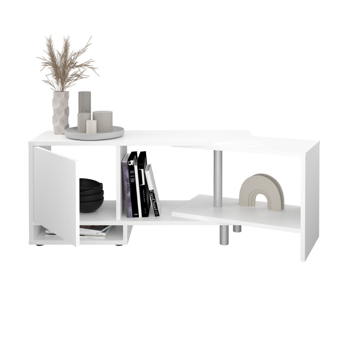 Meuble TV d'Angle Modulable Blanc en coin