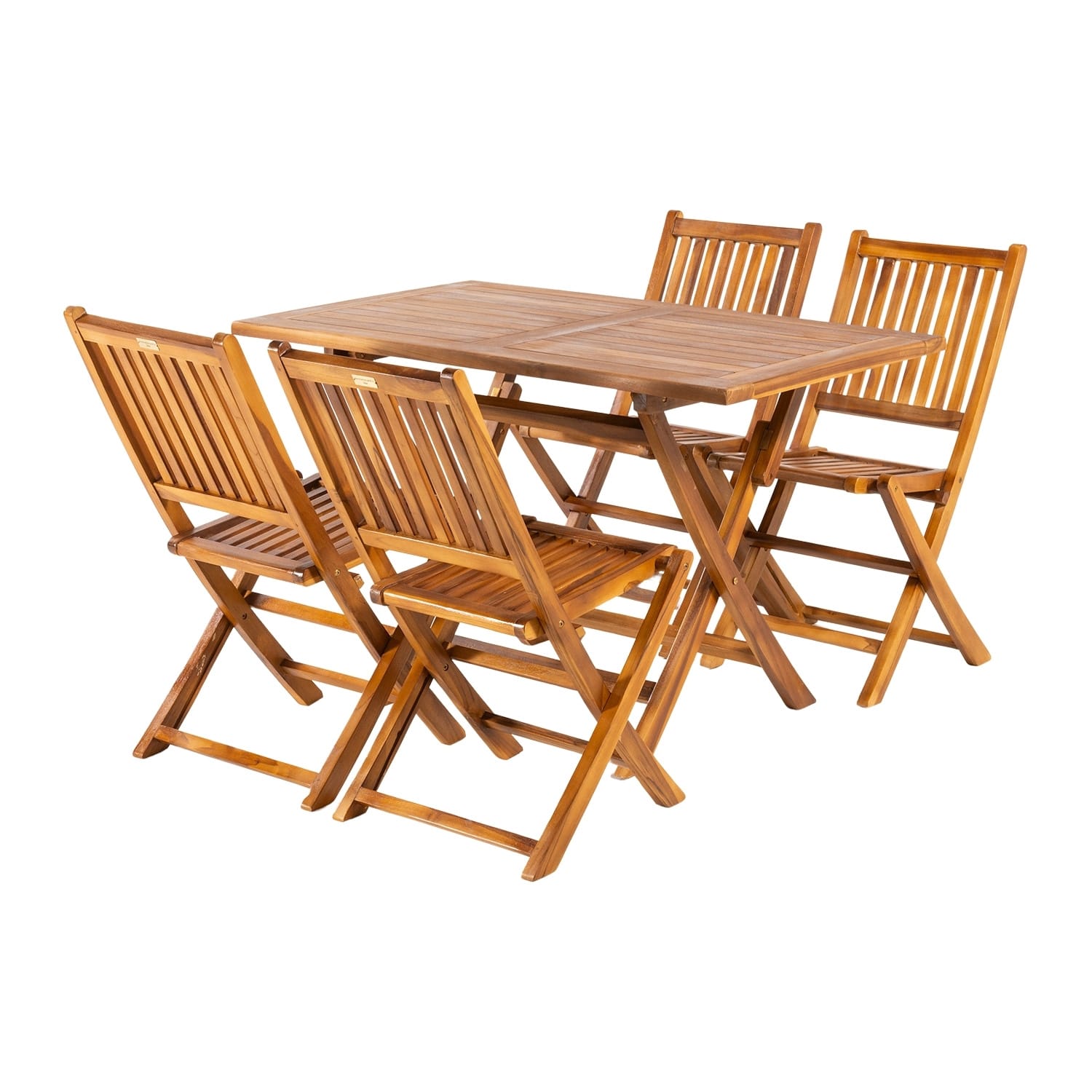 Conjunto de 4 sillas plegables de jardín y mesa de teca 120 cm