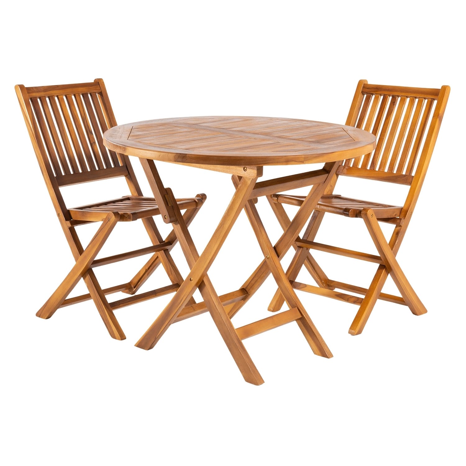 Conjunto de 2 sillas de exterior y mesa teca 90 | Maisons du Monde