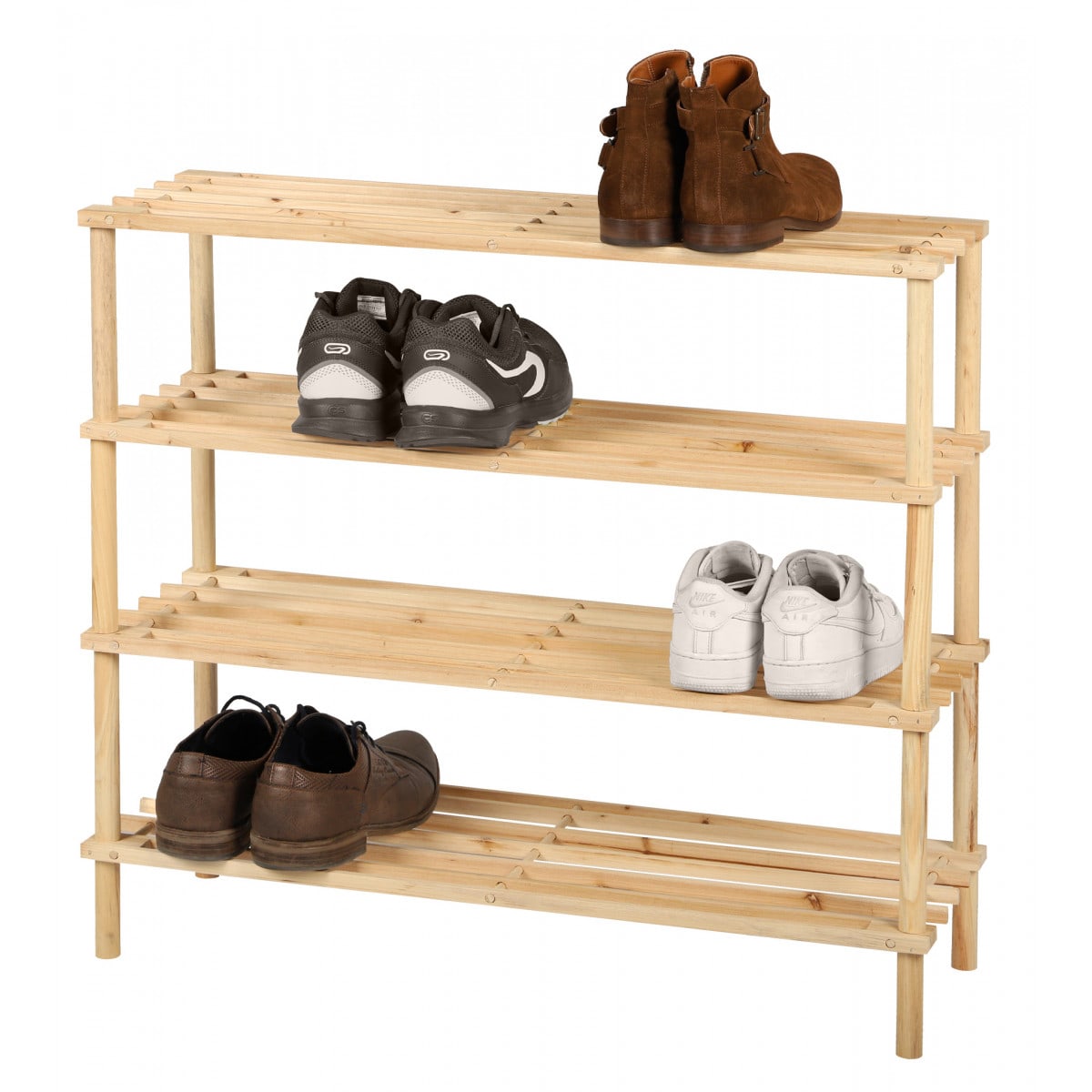 Étagère à chaussures en bois 4 niveaux - 74x26x64cm WOOD AND CO
