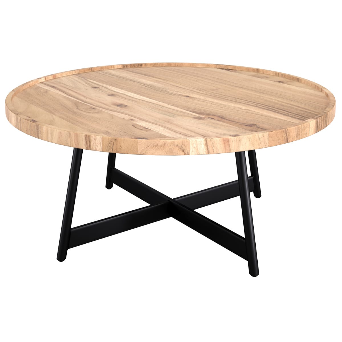 Tavolino rotondo in legno di acacia e metallo 90 cm Sienna