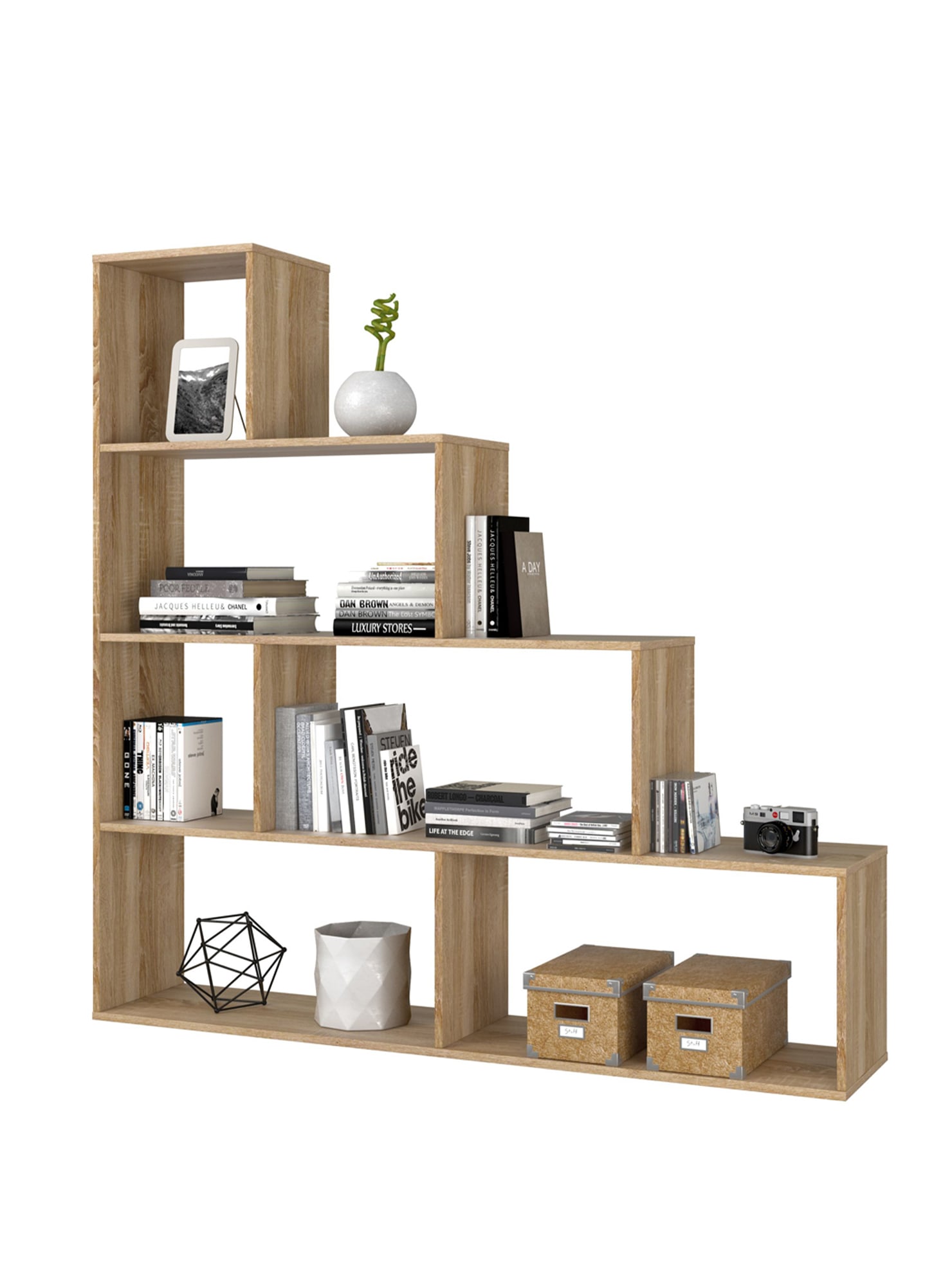 LIBRERIA SCAFFALE CORBETO MOBILE CASA UFFICIO ANTRACITE ROVERE  68.6x41.6x190CM