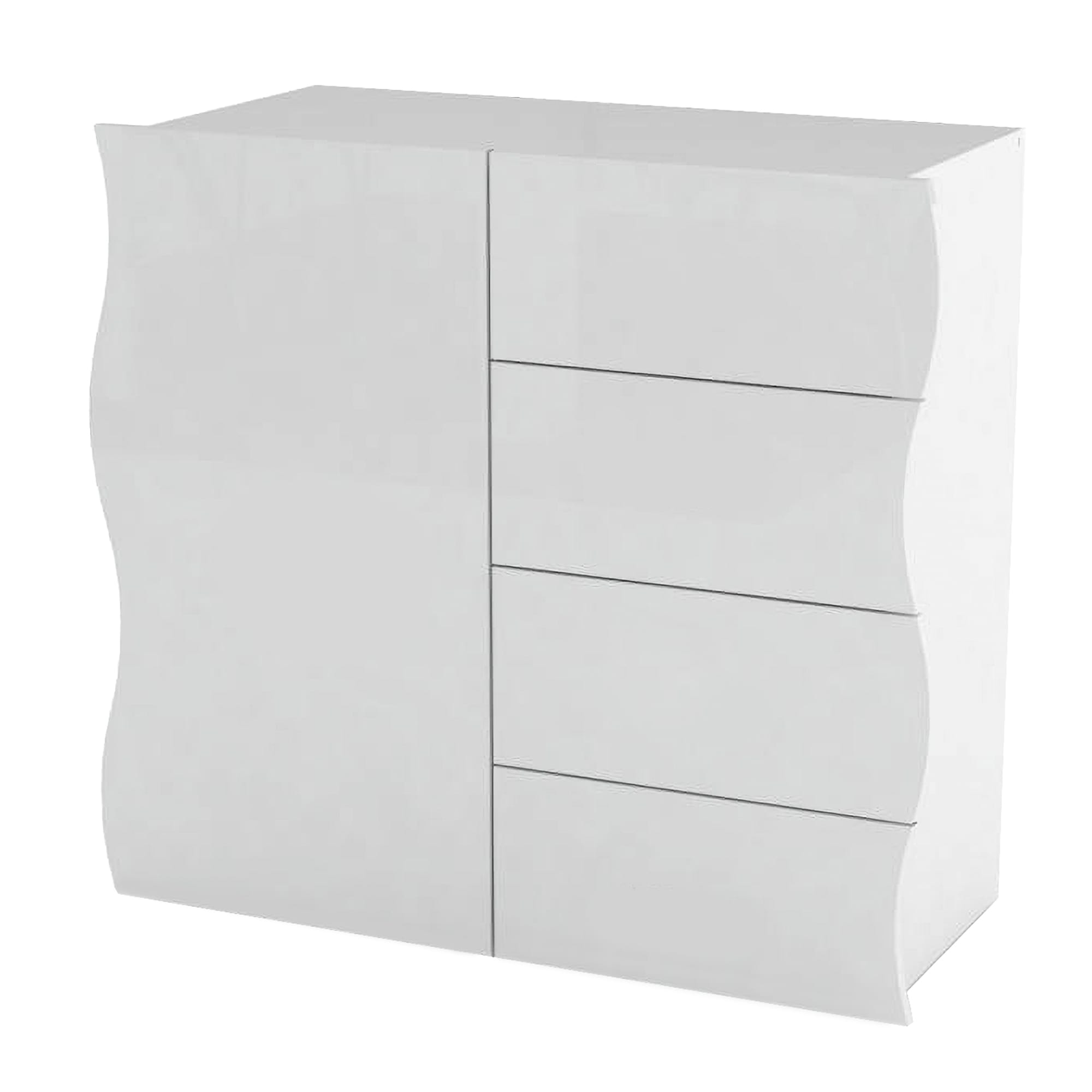 Nuova Credenza Moderna di Design, 2 ante Alta, Bianco Lucido