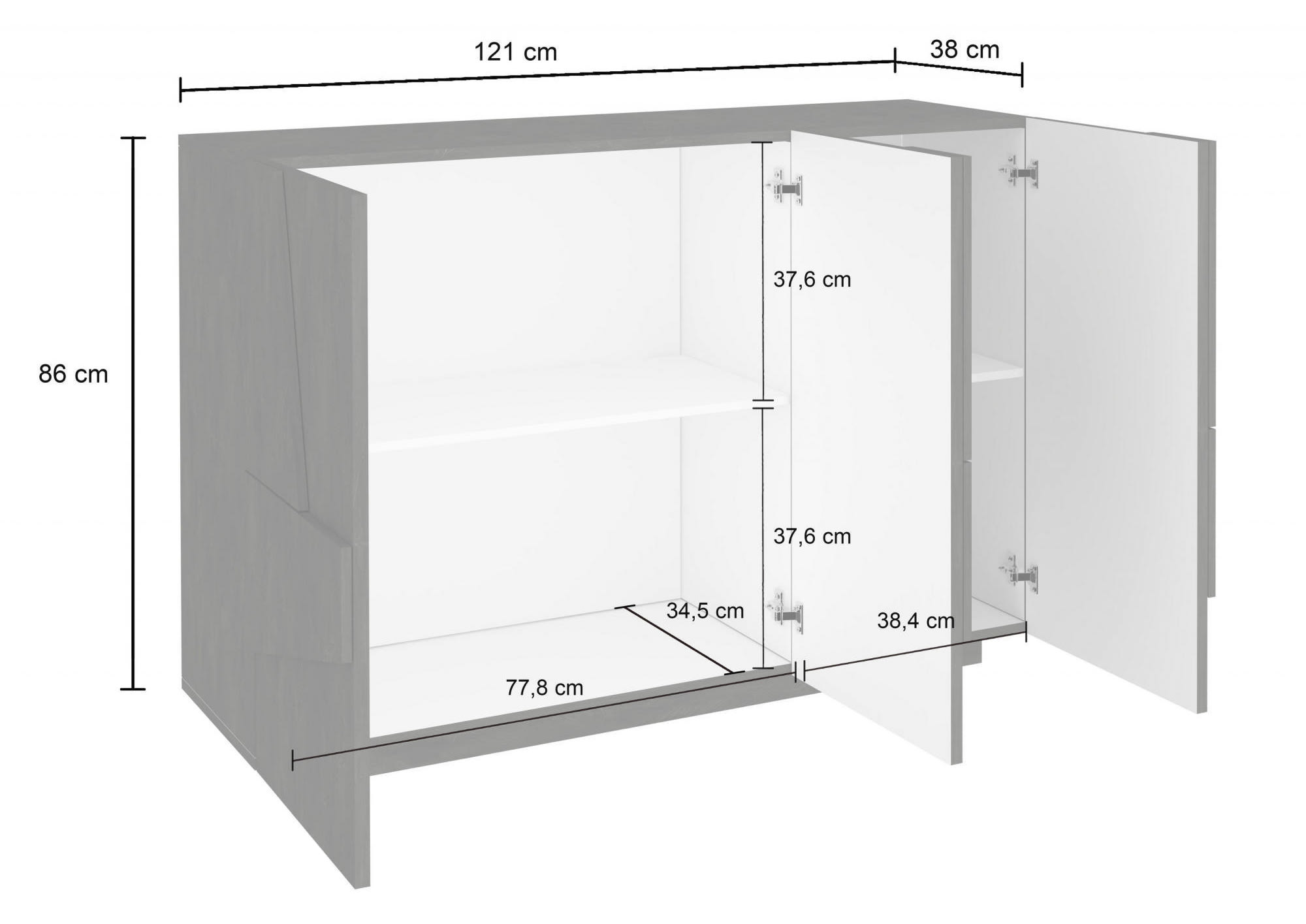 Mobile a 2 ante effetto legno bianco lucido 121x38h86 cm SALVO