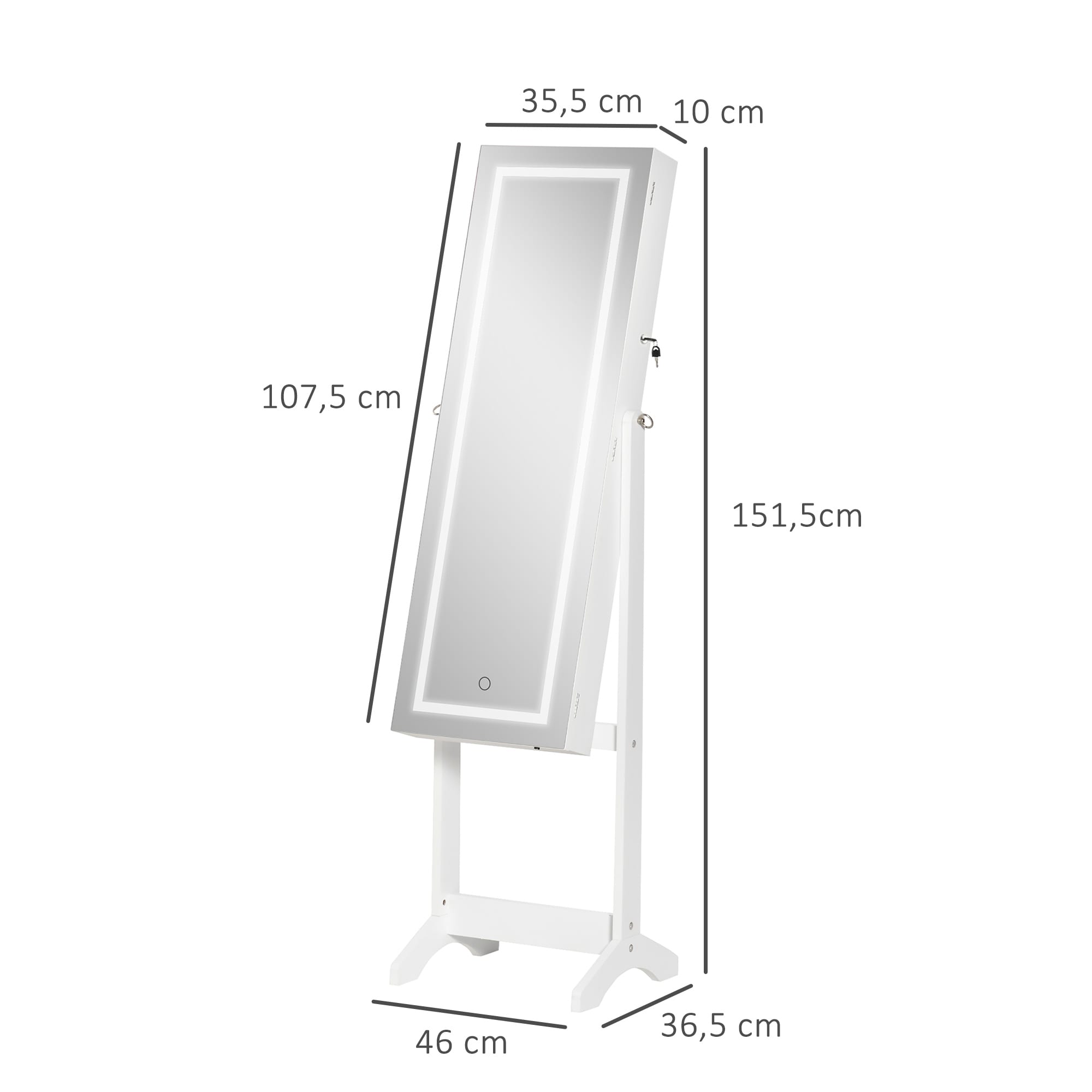Espejo Joyero Con Pie Blanco 36,5x36x140 cms ref. 11140 (3)