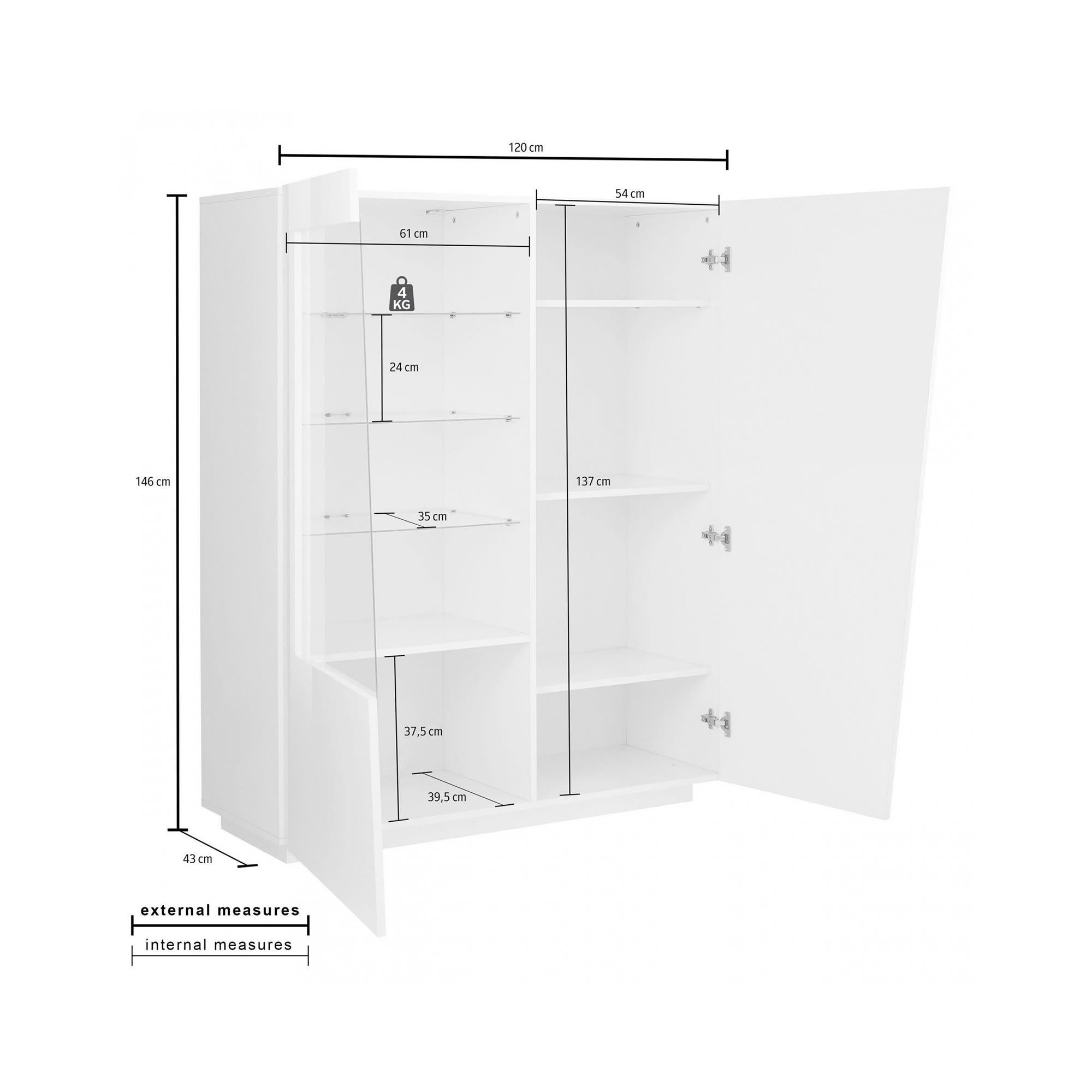 VETRINA MODERNA LEGNO LACCATO BIANCO LUCIDO - codluis 359