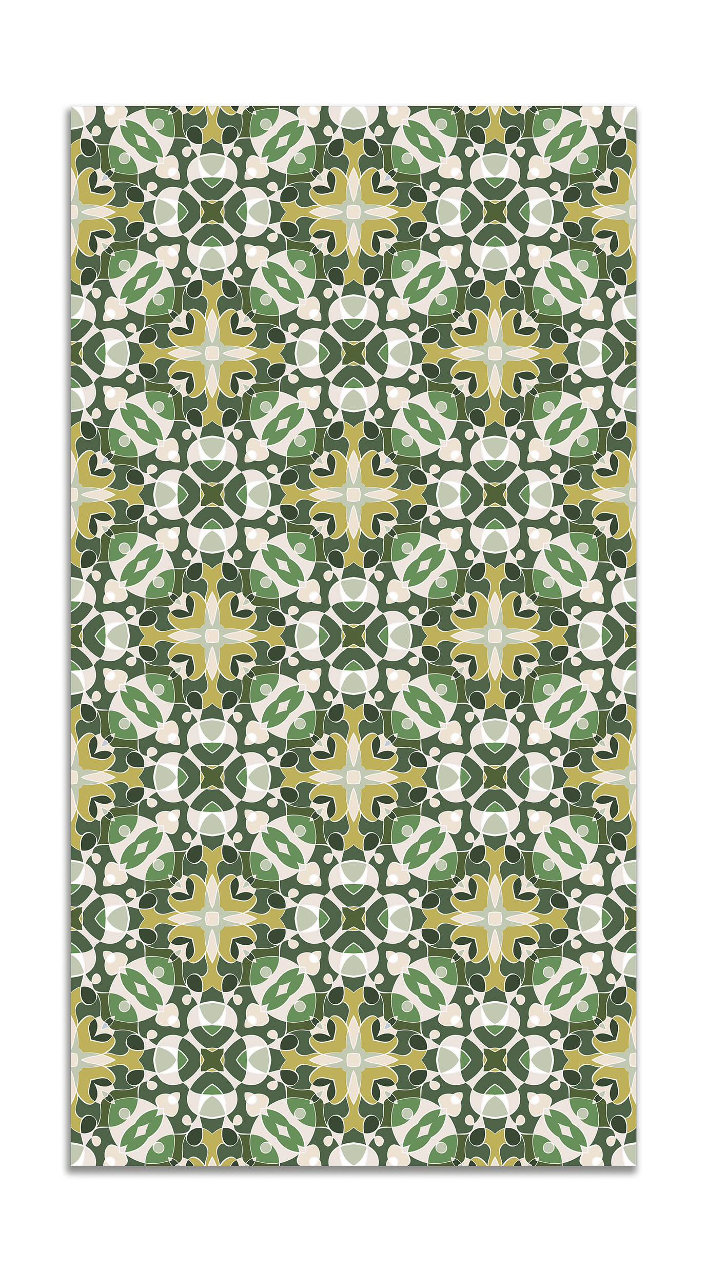 Alfombra vinílica azulejo hidráulico tipo oriental verde 40x80 cm ALFOMBRAS  ORIENTALES