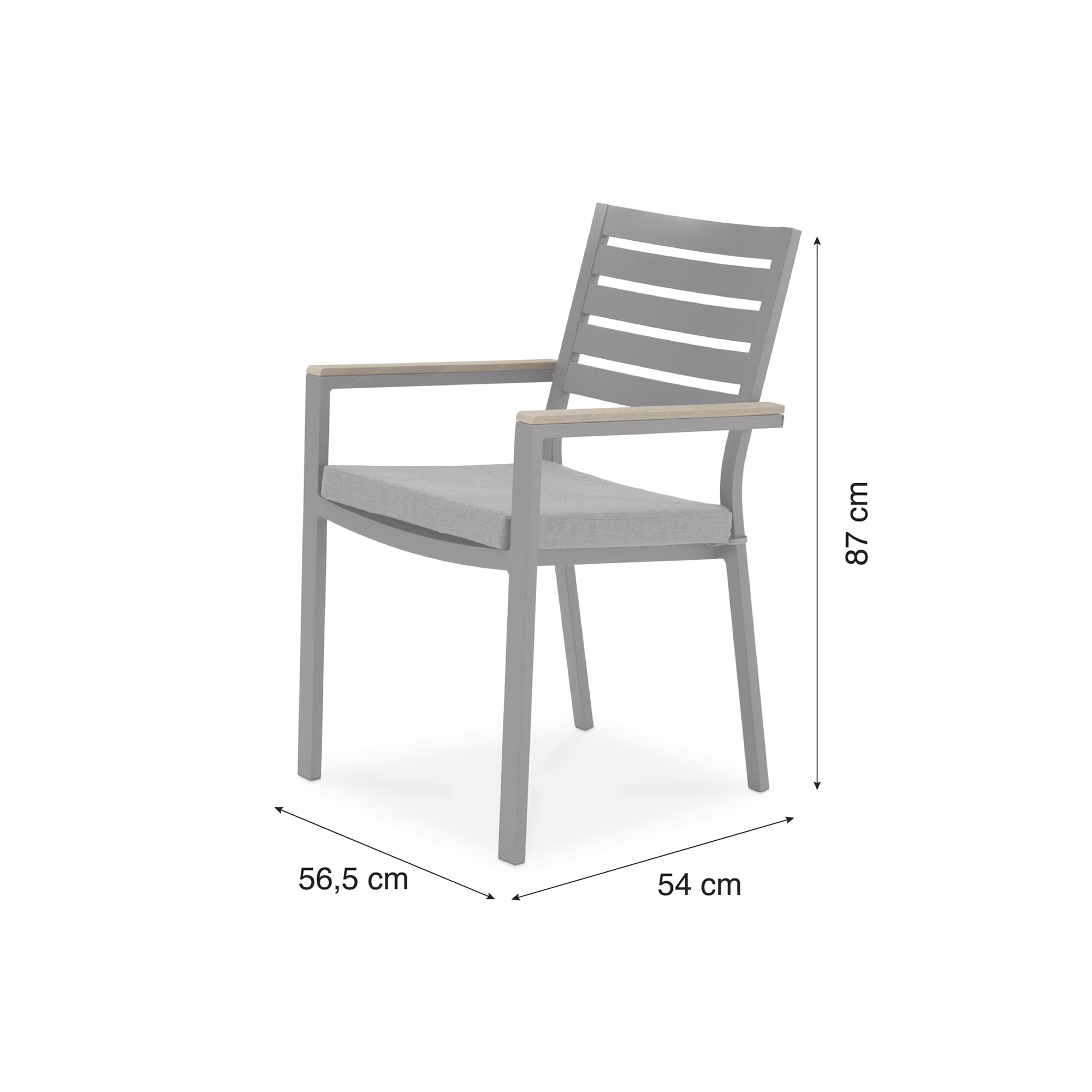 Pack 8 sedie impilabili alluminio antracite e textilene imbottite OSAKA