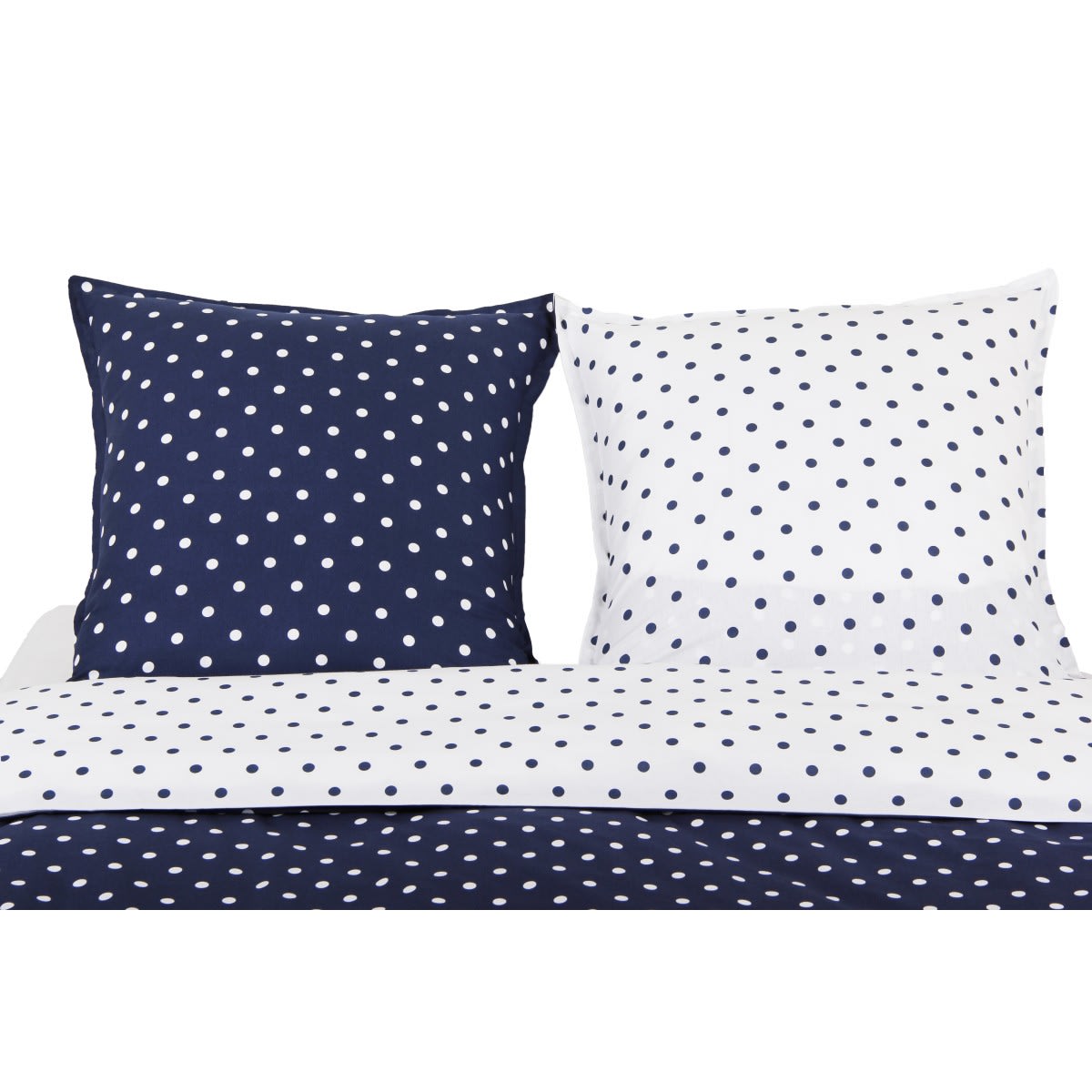 Set letto singolo 140x200 cm+ 1 federa 65x65 cm 100%cotone IMPRIMÉ POIS  BLEU