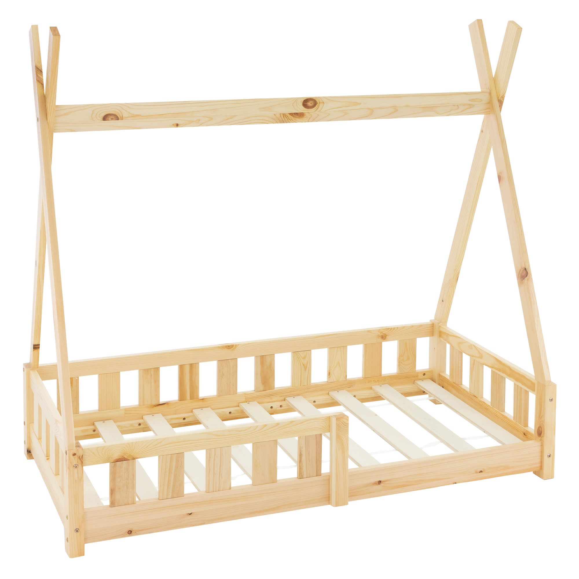 Lettino per bambini tenda indiana in legno bianco culla 160 x 80