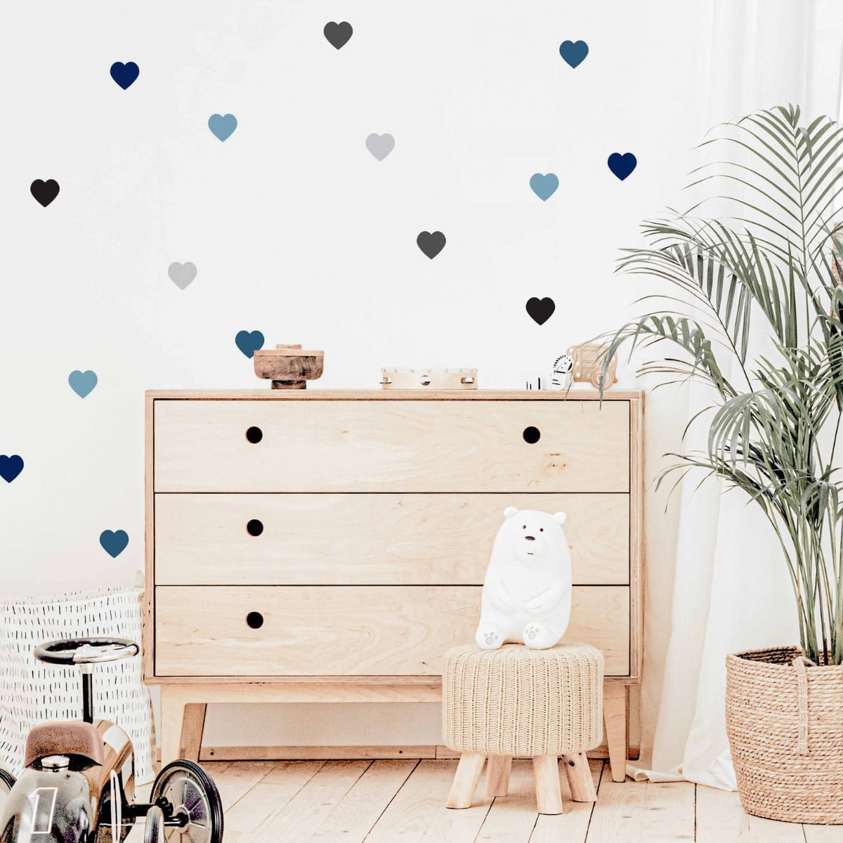 Stickers adesivi in vinile cuori blu e grigio HEARTS1