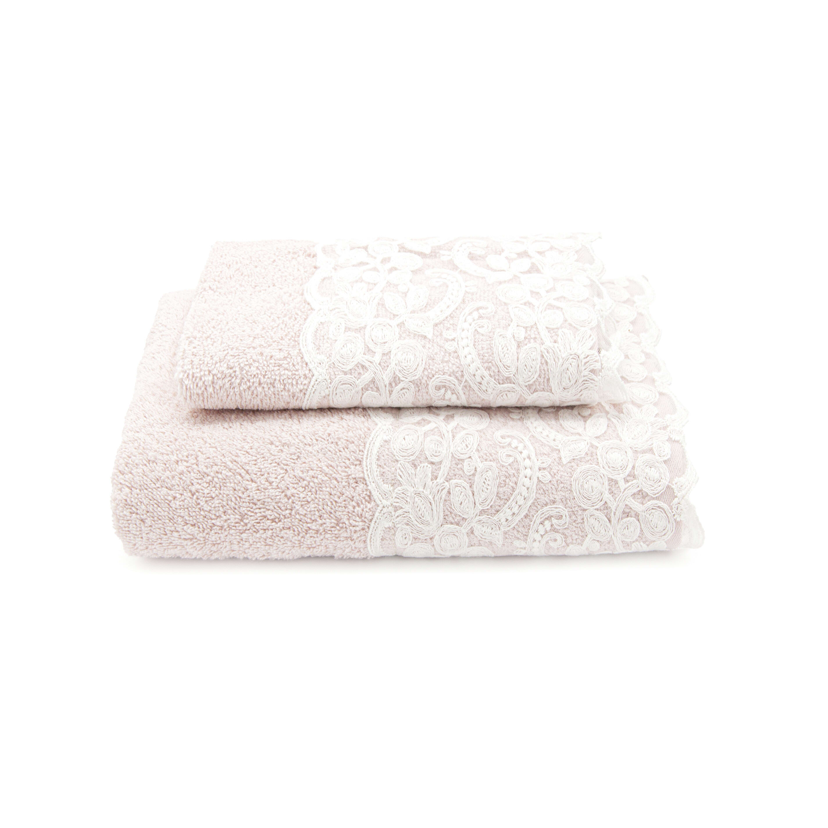 Set di asciugamani viso e ospite in puro cotone rosa 110x60cm ELSA