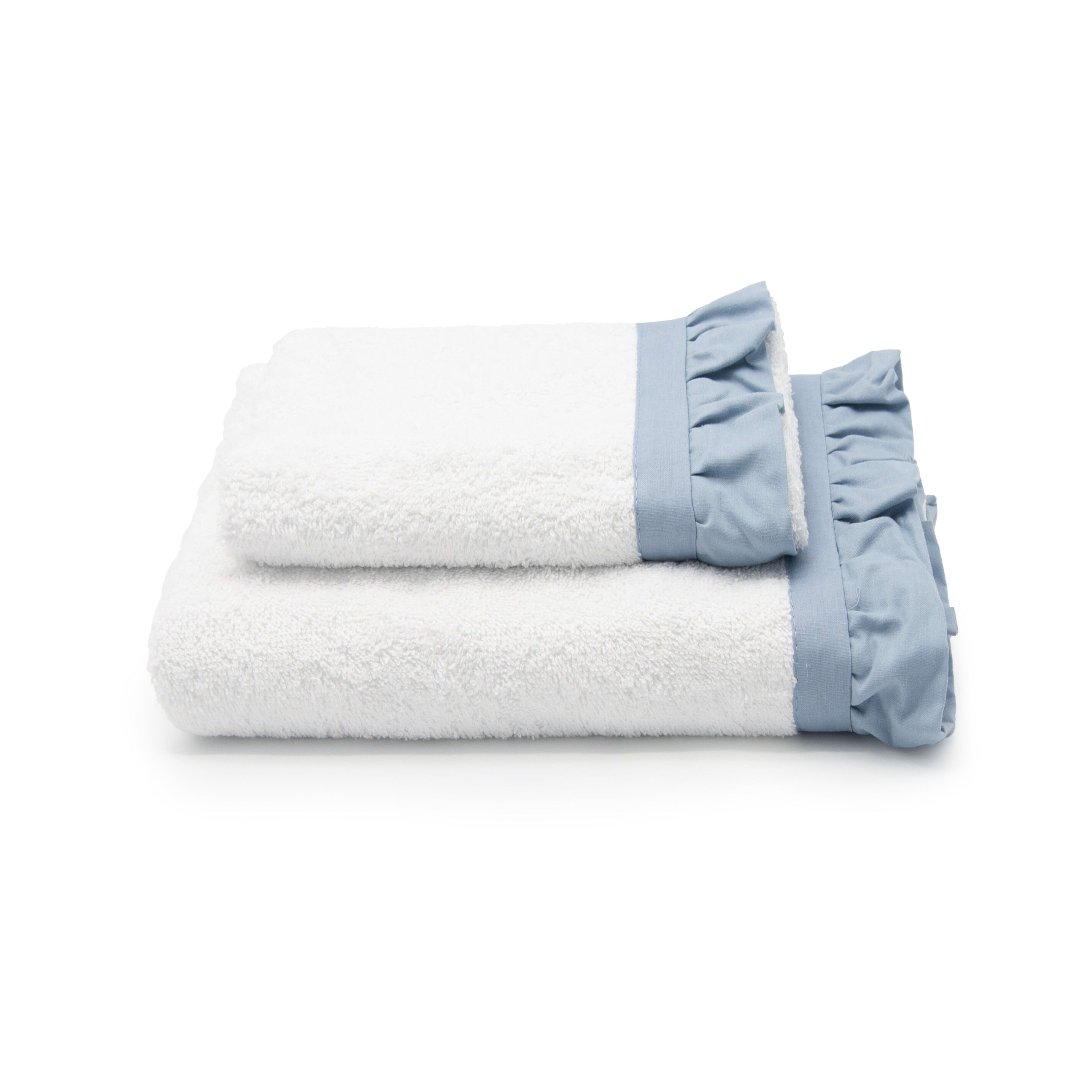 Set di asciugamani viso e ospite in cotone bianco azzurro 110x60cm GALETTA