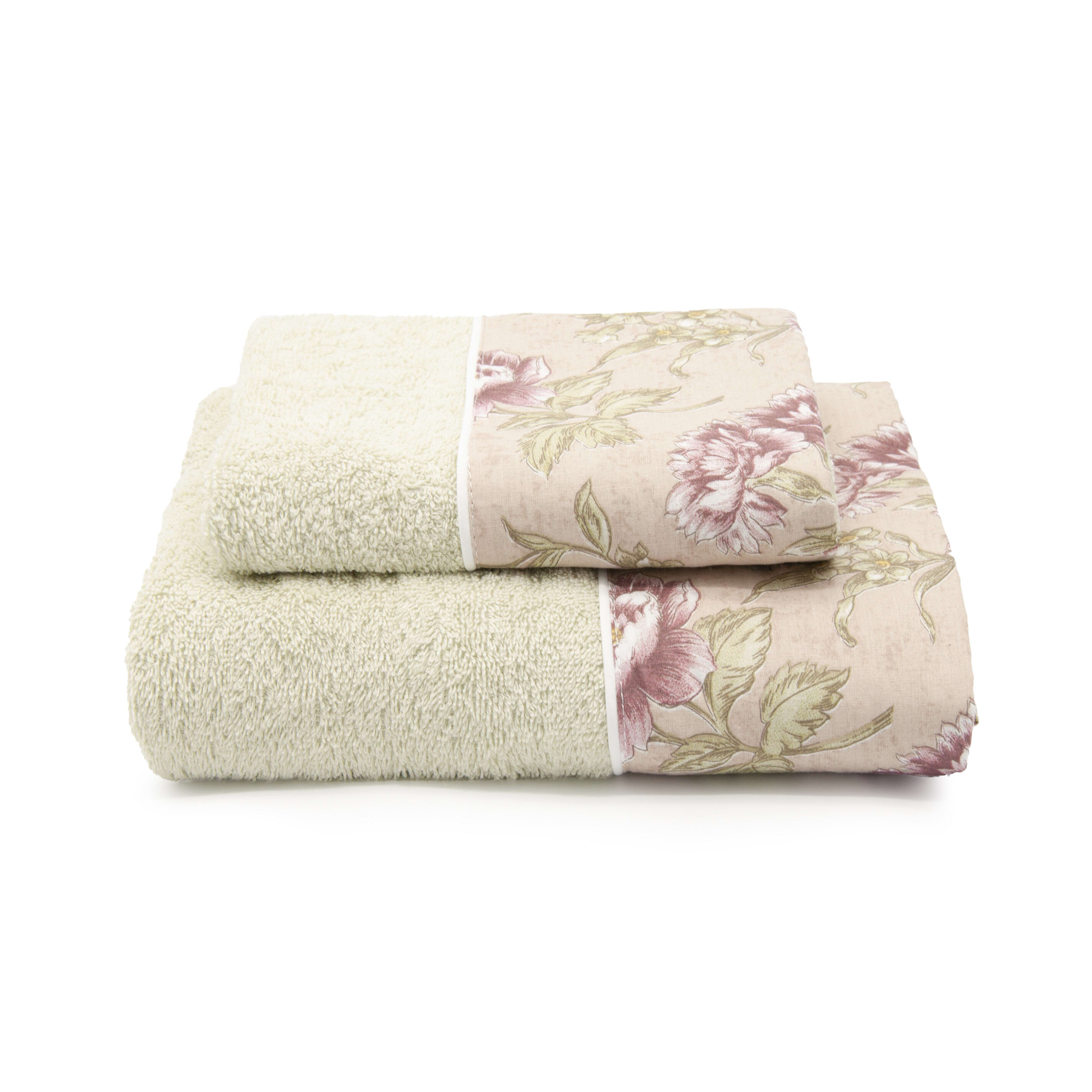 Set di asciugamani viso e ospite in cotone verdino 110x60cm ROSY