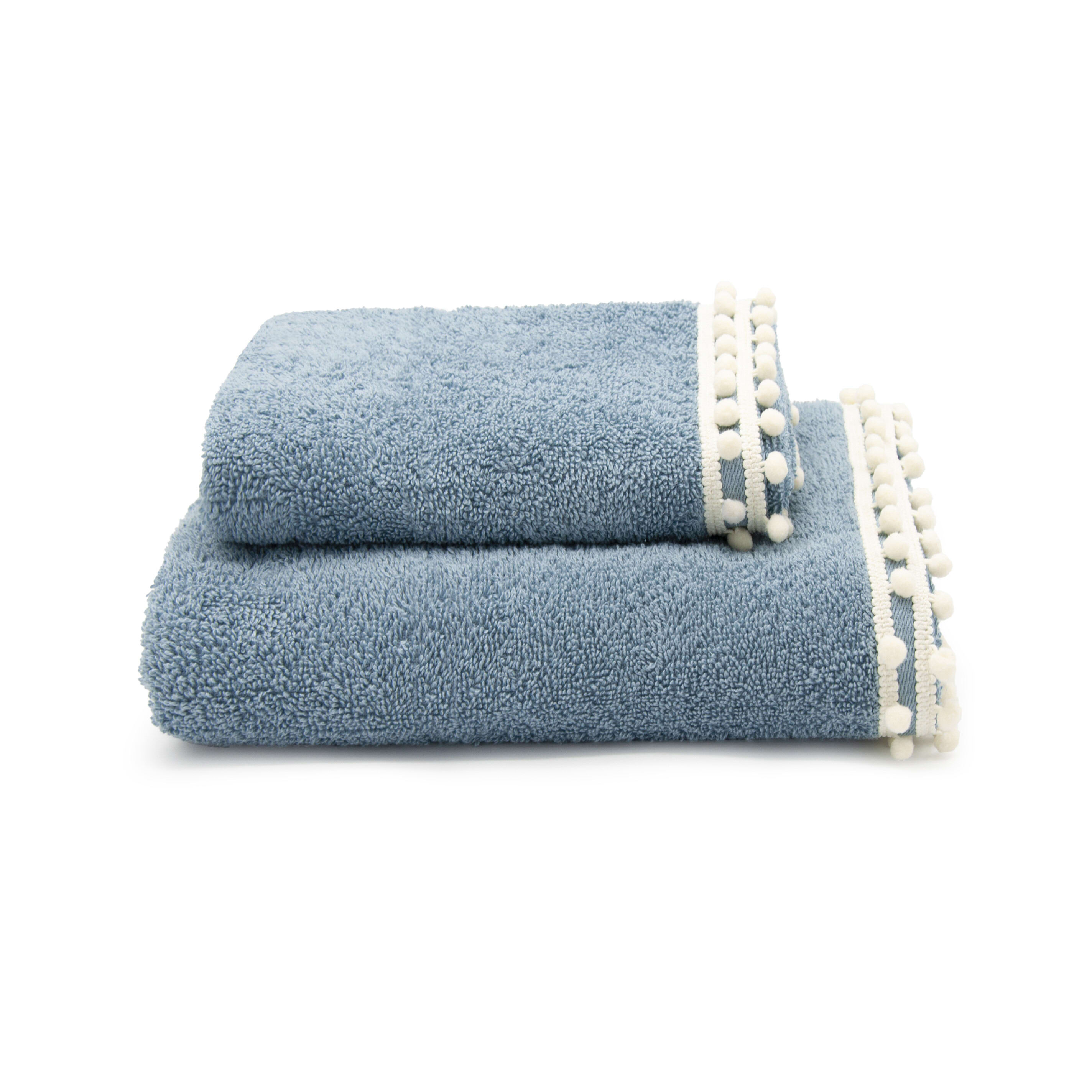 Set di asciugamani viso e ospite in cotone bianco azzurro 110x60cm GALETTA