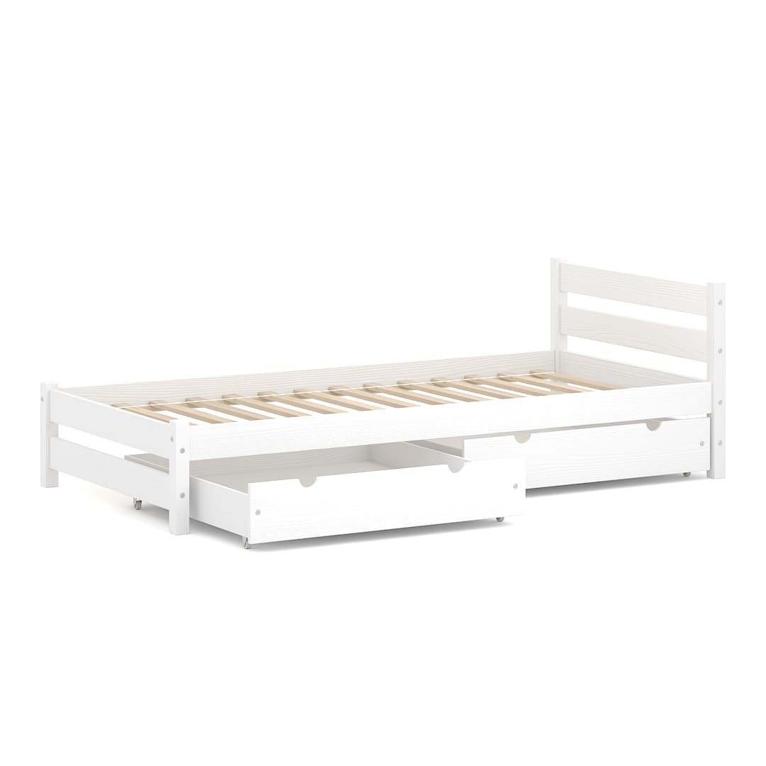 Letto singolo in legno massello di pino 190x80 Bianco