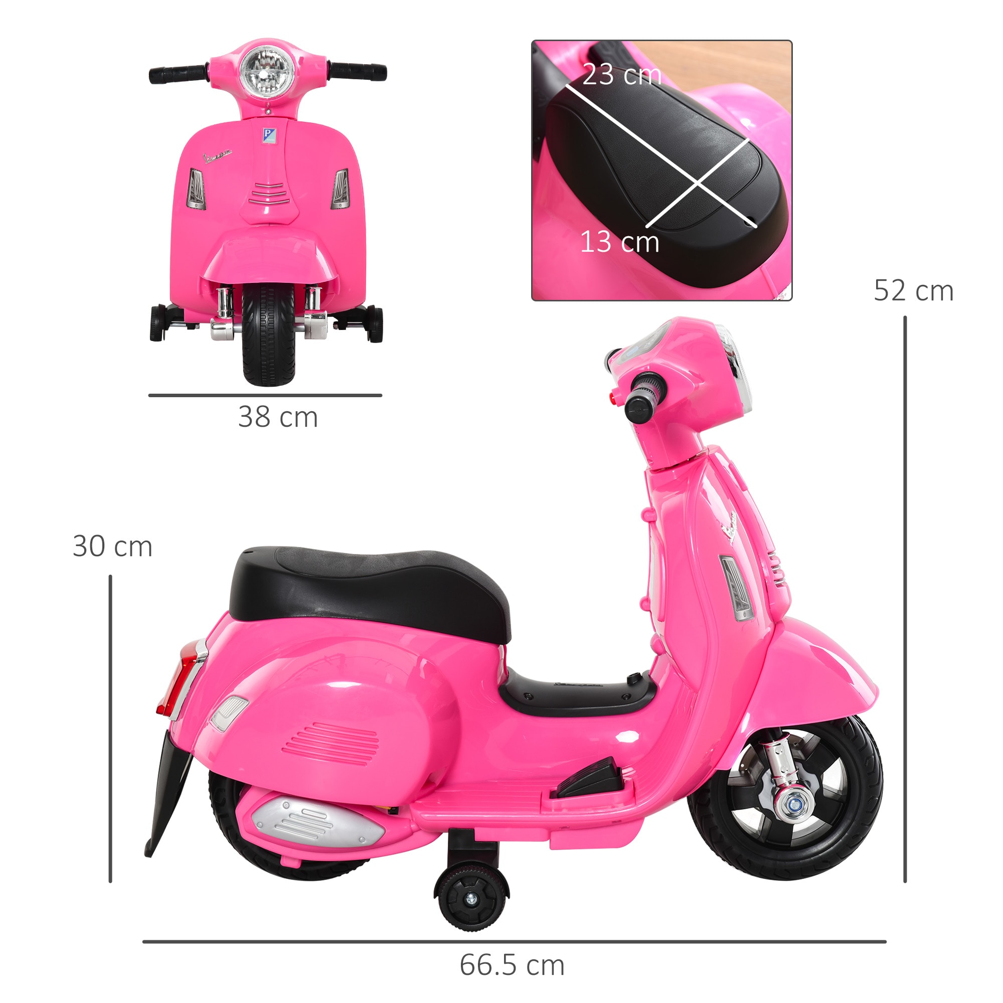 HOMCOM Moto Elettrica per Bambini con Licenza Ufficiale Vespa, 2 Rotelle,  Luci e Suoni, 108x49x75 cm, Rossa