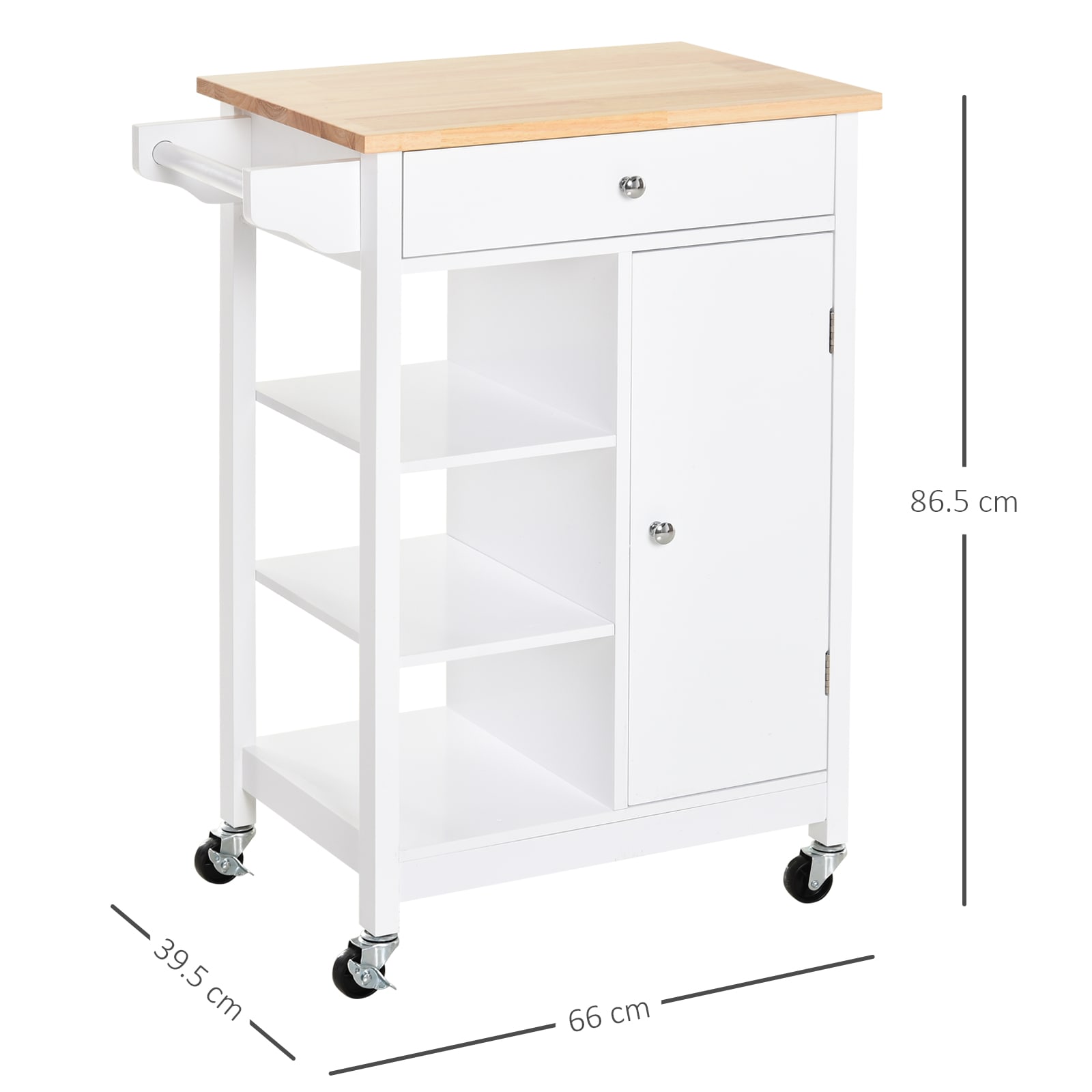 Carrello da cucina salvaspazio in legno mdf bianco