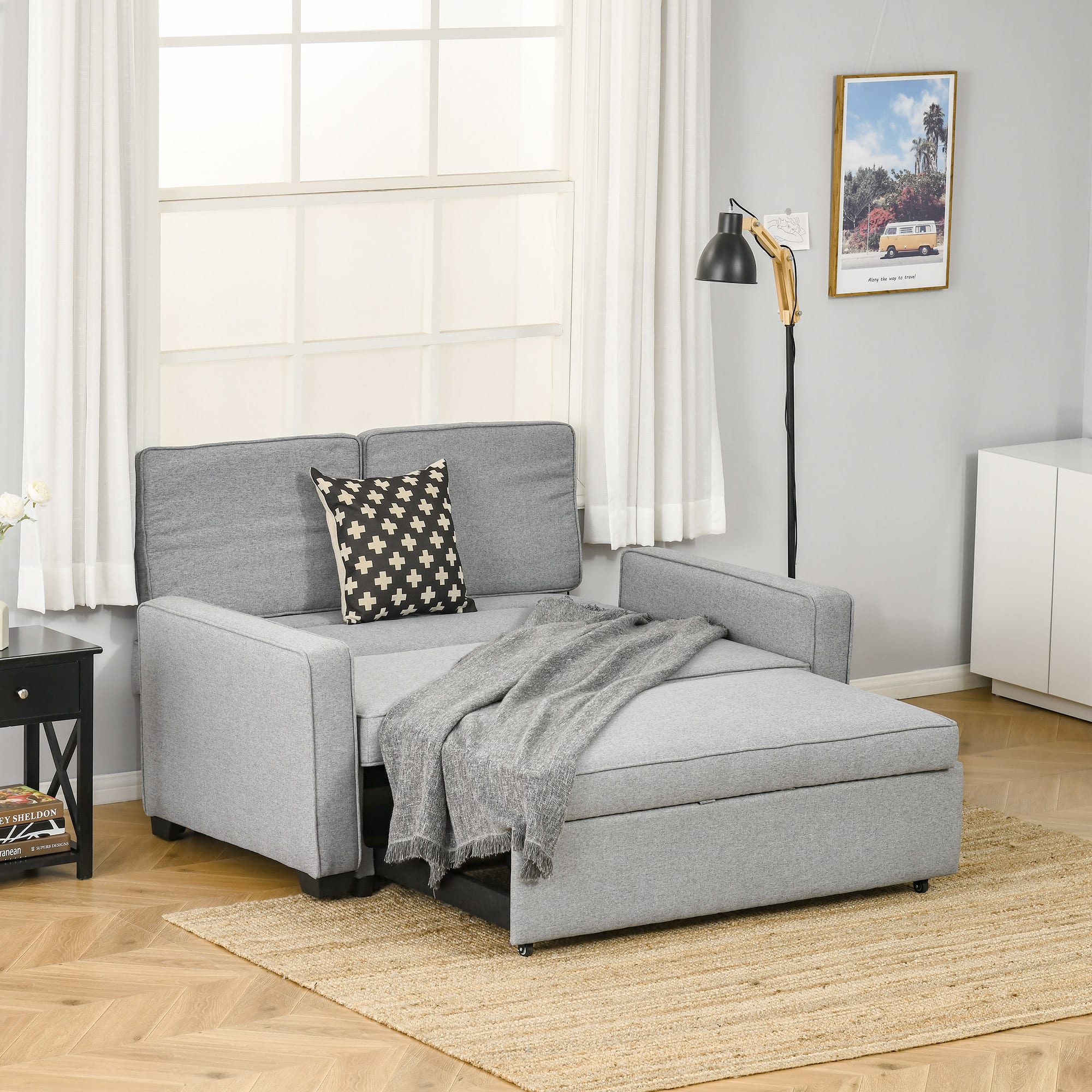 HOMCOM Divano 2 Posti Reclinabile in Tessuto, Divano Relax con Sedute  Indipendenti e Braccioli, 141.5x95x94.5cm, Grigio Reclinabili