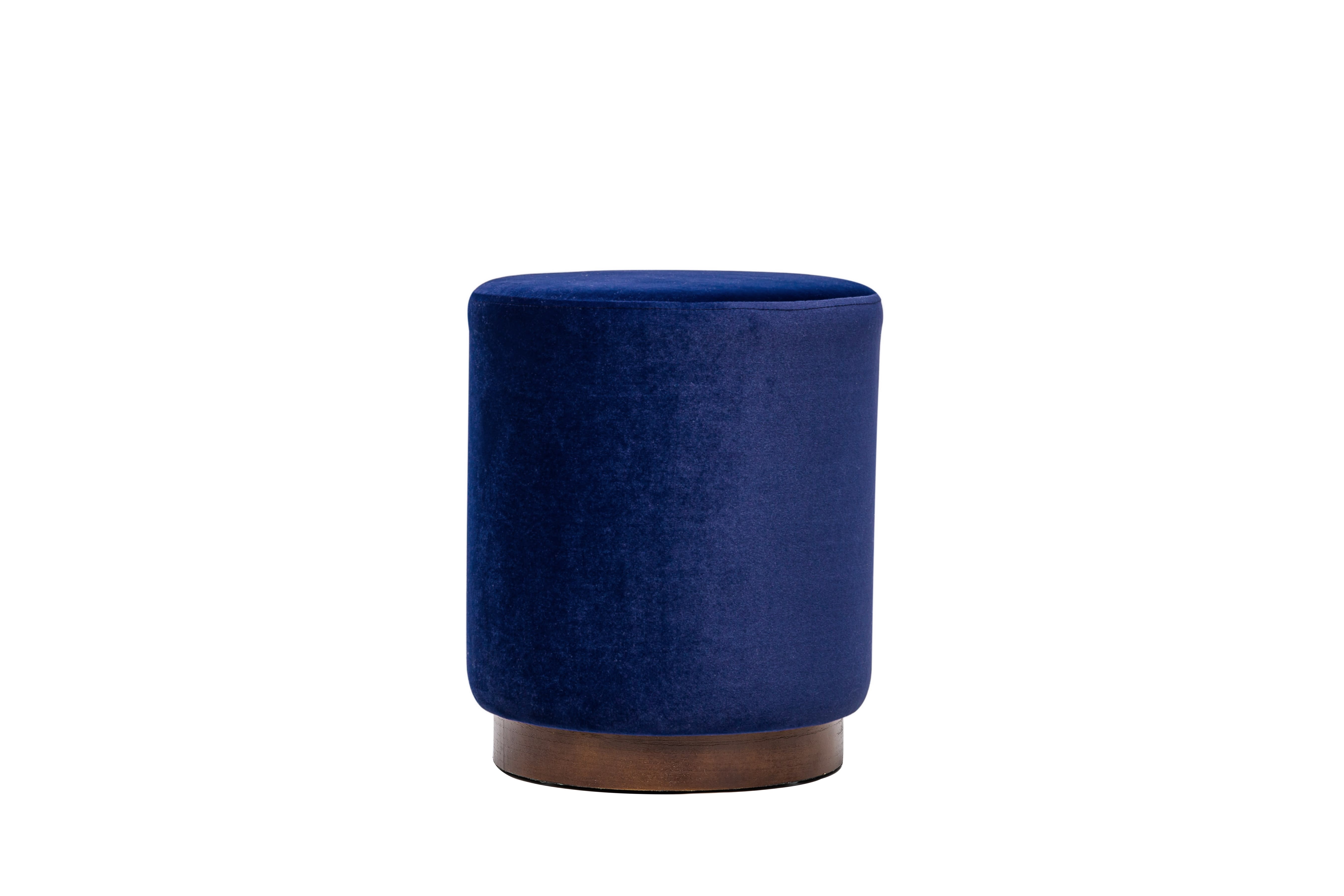 Pouf design per bambini Rolino D39cm Legno massiccio e velluto a coste Blu