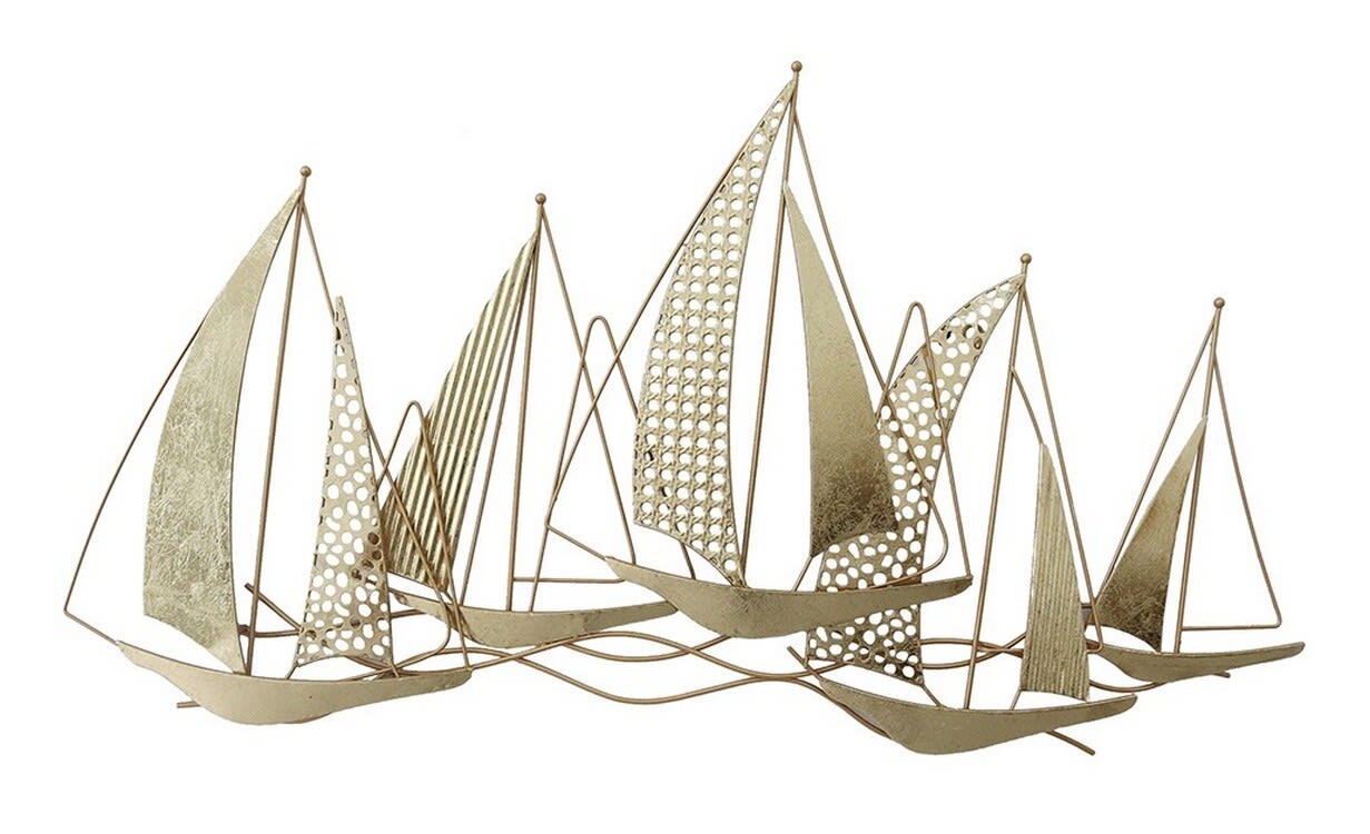 déco murale de voiliers couleur or