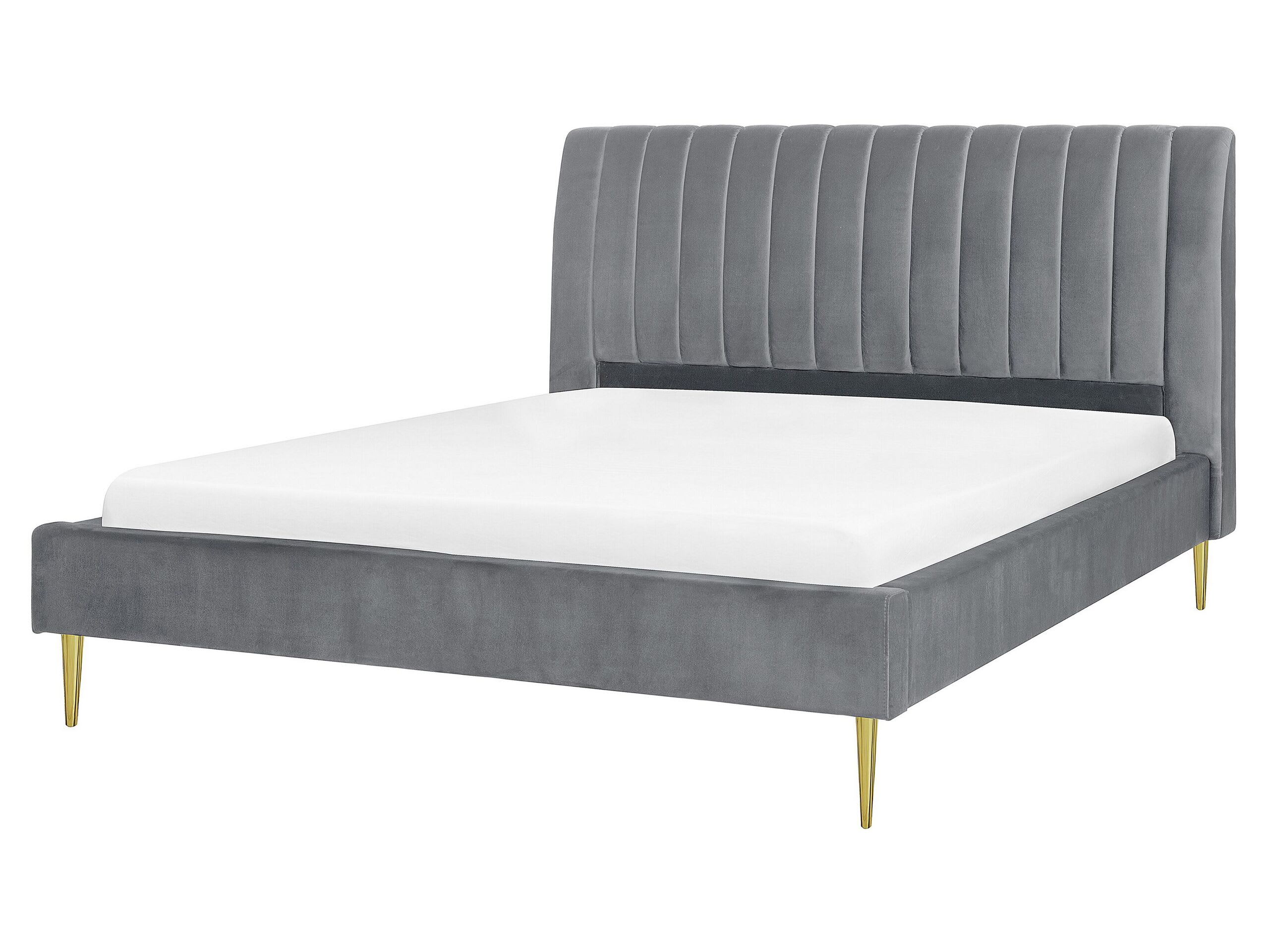 Letto con rete a doghe velluto grigio e oro 160 x 200 cm Marville