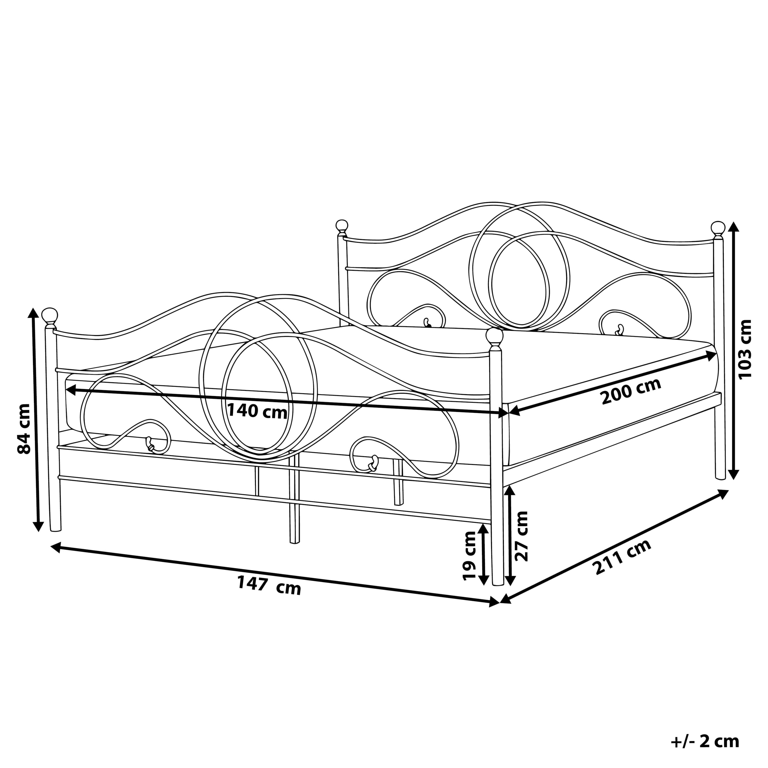 Letto matrimoniale design moderno in metallo nero 180x200cm Lyra