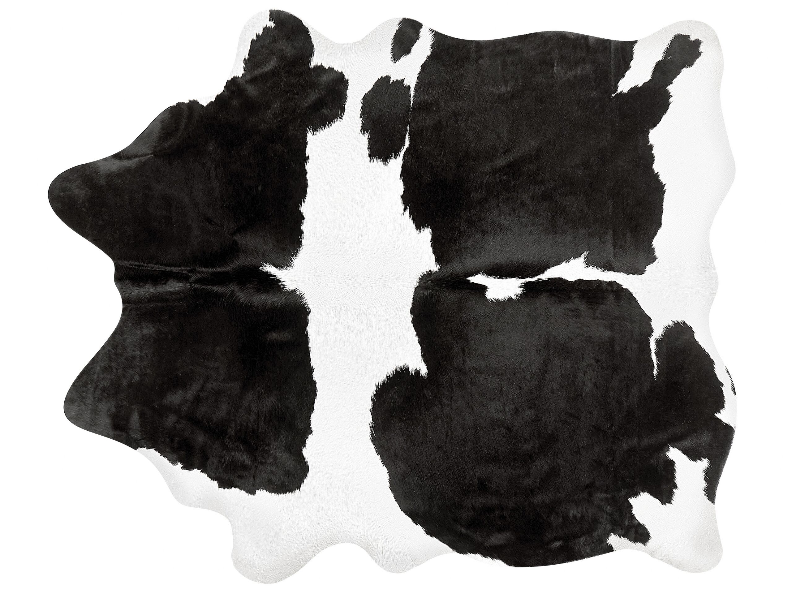 Kunstfell Teppich- Kuhfell Schwarz in 3 Größen, Tier Fell, Tiermuster in  Schwarz, Weiß